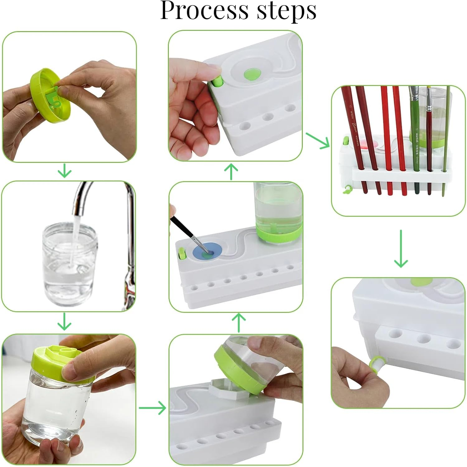 Gurxi 1 Piece Multifunctional Brush Rinser, Water Circulation Rinser, Brush Cleaning Station for Cleaning Artist & Makeup Brushes (Green) image number 6