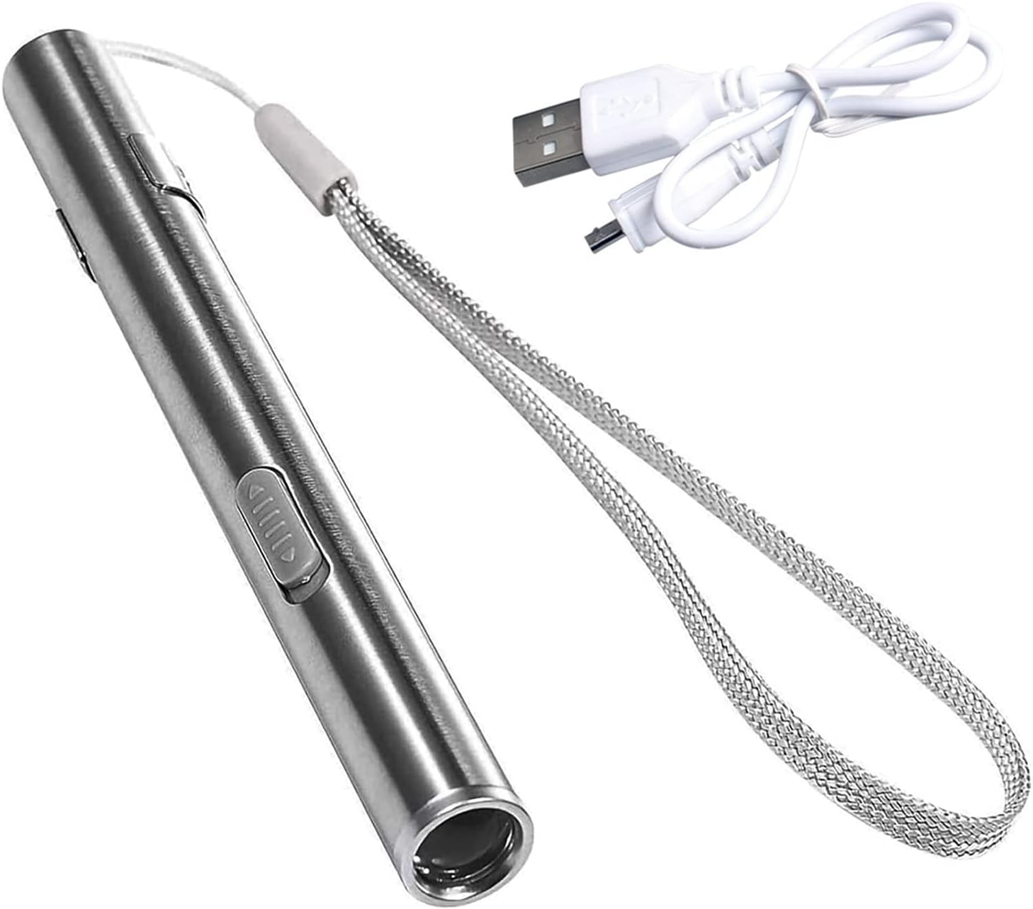 YUENTOEN Pen Light, Mini Pen Torch Light, Rechargeable LED Flashlight with USB Cable for Home Camping Outdoor and Emergency (Silver) image number 3