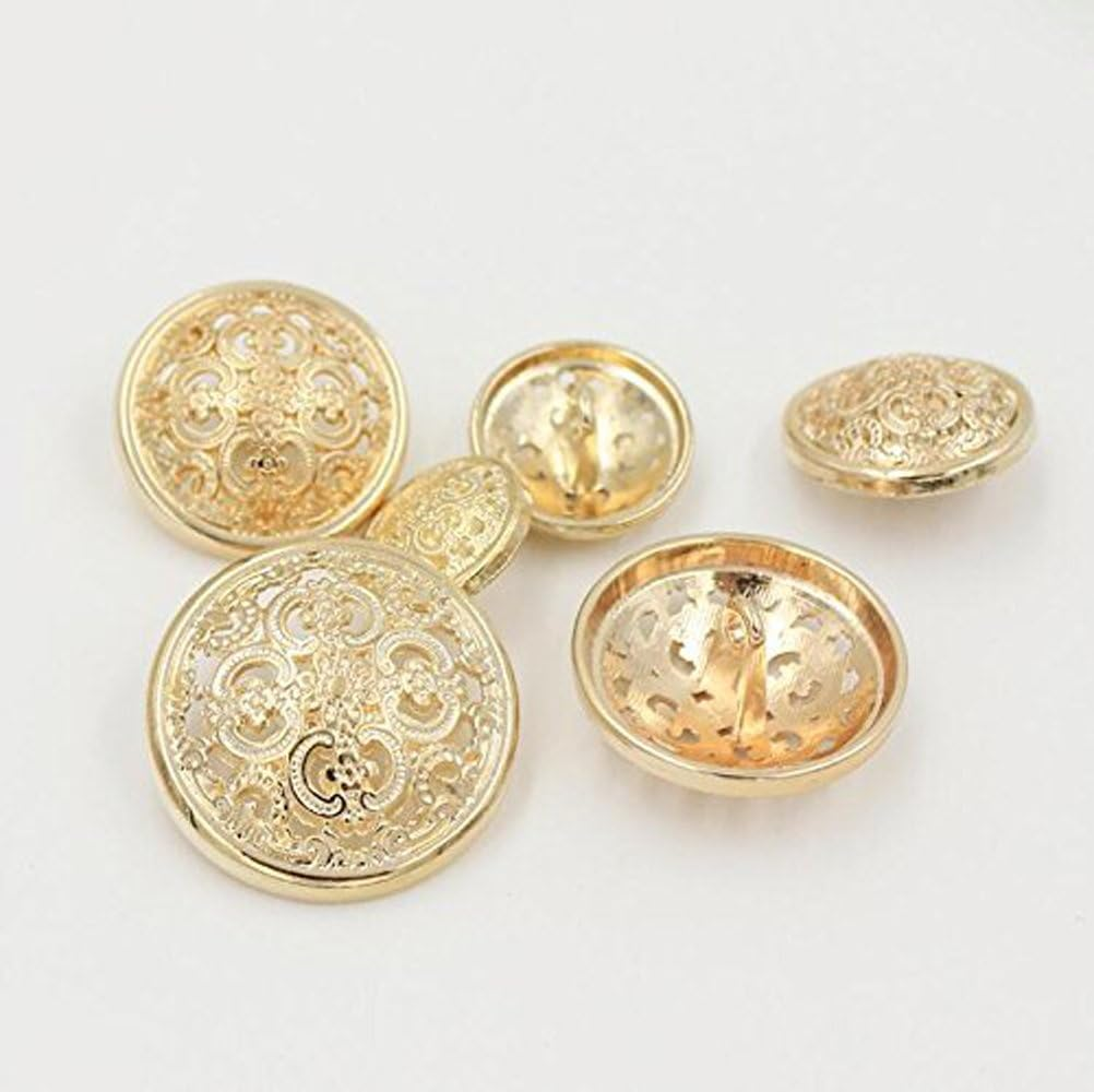 10PCS Clothes Button - Retro Hollow Sewing Button Shank round Shaped Metal Button Set for Men Women Blazer, Coat, Uniform, Shirt, Suit and Jacket, Gold, 20Mm image number 3