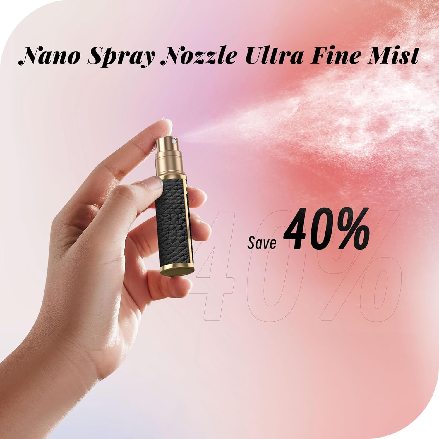 YIERSO Perfume Travel Refillable Bottle,Genuine Leather Bottom-Filling Fragrances Perfume Atomizer,Mini Cologne Dispenser,Portable Sprayer Pocket Size for Cruise Car Trip Purse Gift 5Ml (Black) image number 3