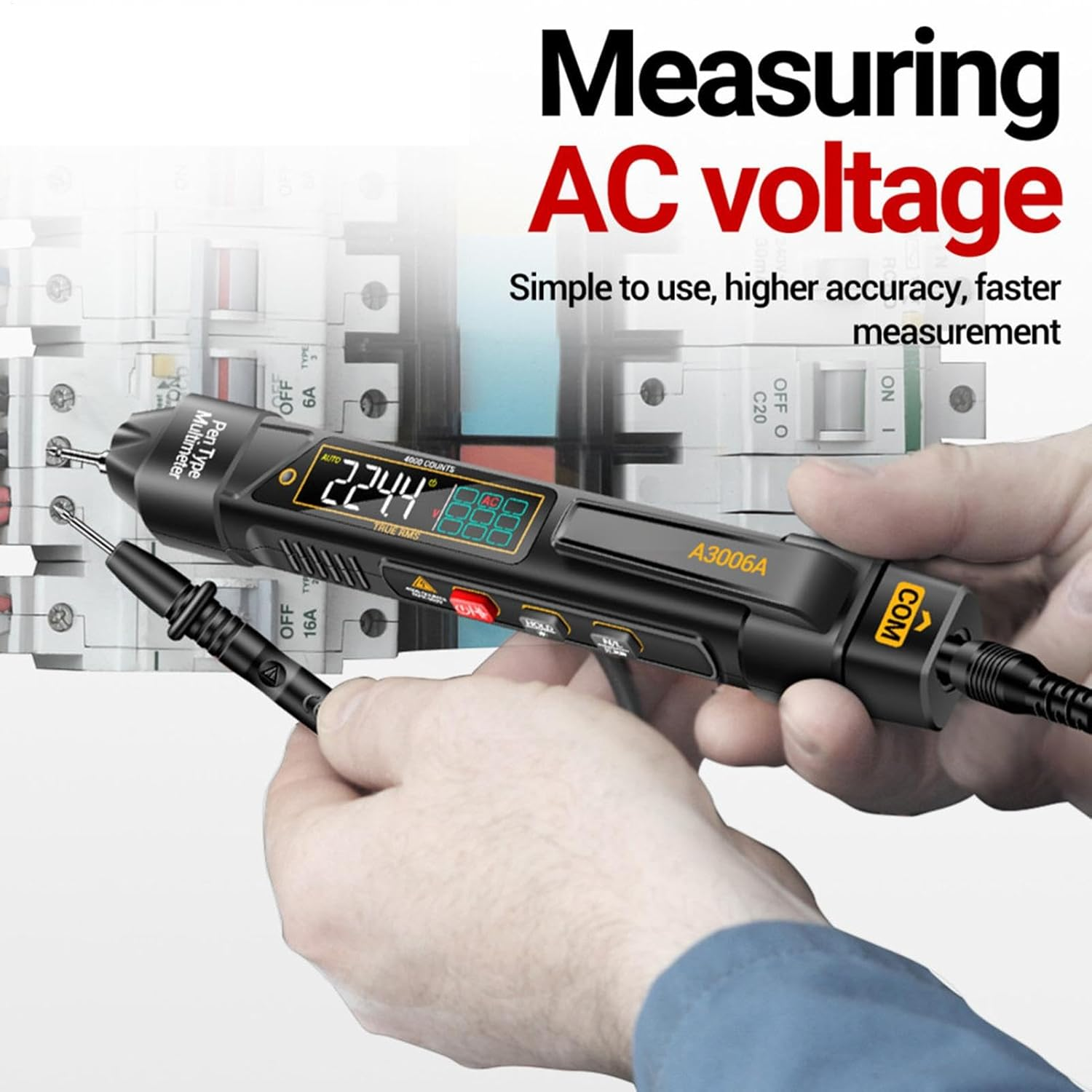 Rrlihjgu Electrical Multimeter - Pen Type Intelligent Multimeter,4000 Counts LCD Display Voltmeter Pen Test Multimeter Measure AC DC Voltage Resistance Diode for Electrician Tools