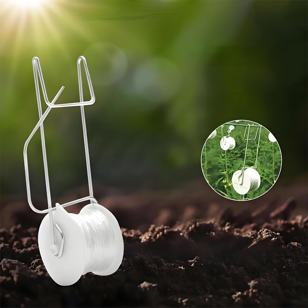 Tomato Roller Hooks with 49.2FT Twine & 100 Plastic Clips Adjustable Garden Trellis for Climbing Plants, Tomato/Cucumber/Vine Support, Rust Proof Rollerhook System (10 Pcs) image number 1