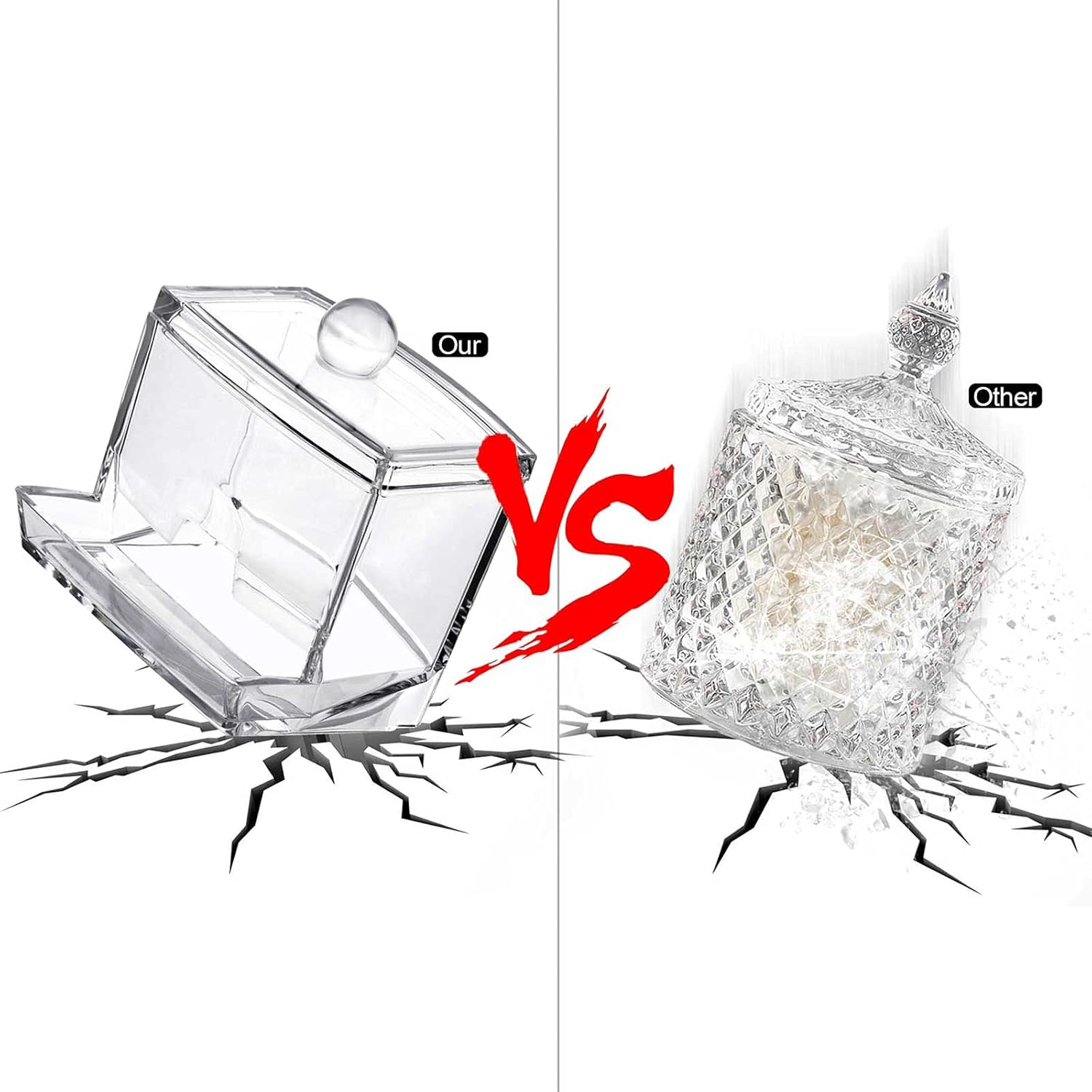 Tbestmax Cotton Swab Holder, Qtip Cotton Buds Dispenser, Square Bathroom Jar Organizer for Storage - Easy Take 1 Pcs image number 4