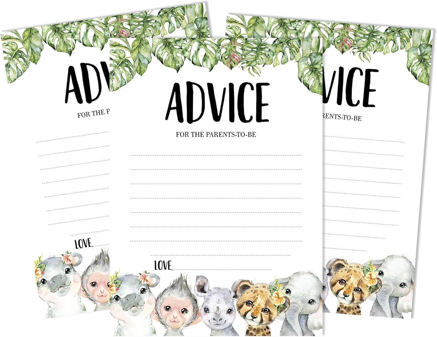 50 Prediction Cards for Baby Shower Game Safari Jungle Animals Party Supplies Fun Baby Shower Game Favors