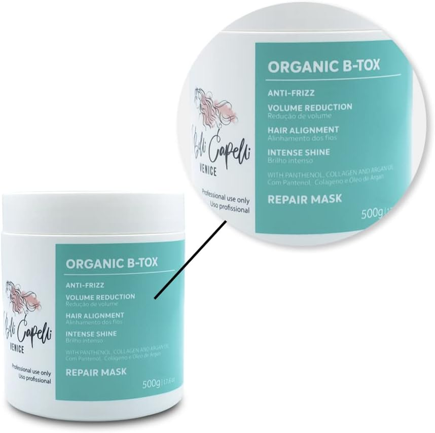 Ibelli Capelli Kit Venice B Tox Organic Treatment 500G17.60 Oz Ravenna anti Residue Shampoo 300Ml10.1 Fl.Oz image number 2