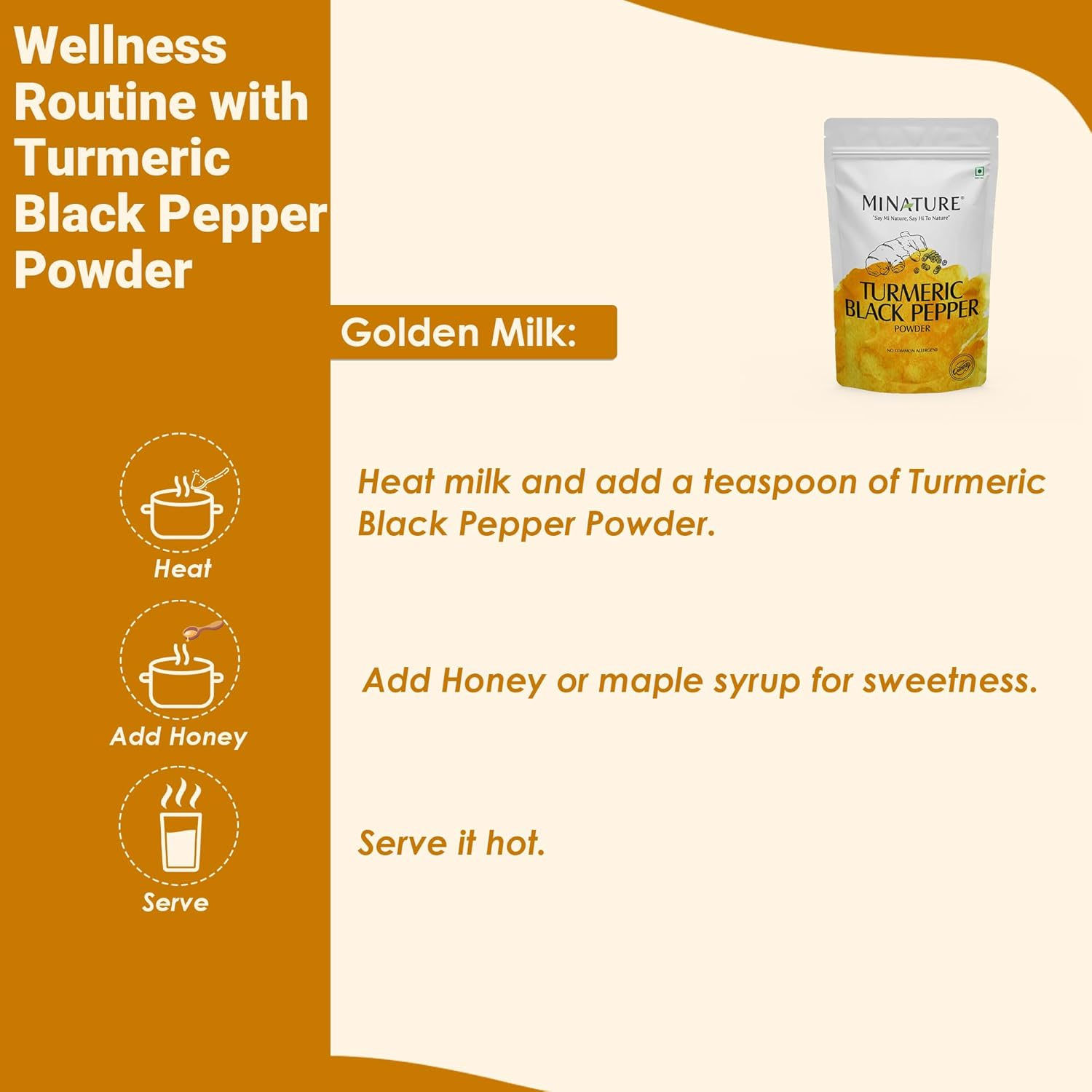 Turmeric Black Pepper Powder by Mi Nature | Curcuma Longa with Piper Nigrum |Pure & Natural| Free from Chemical Preservatives& Cruelty| Vegan, Gluten-Free, Non-Gmo | 454 Gram, 1 Lb (16.01 Oz) image number 5