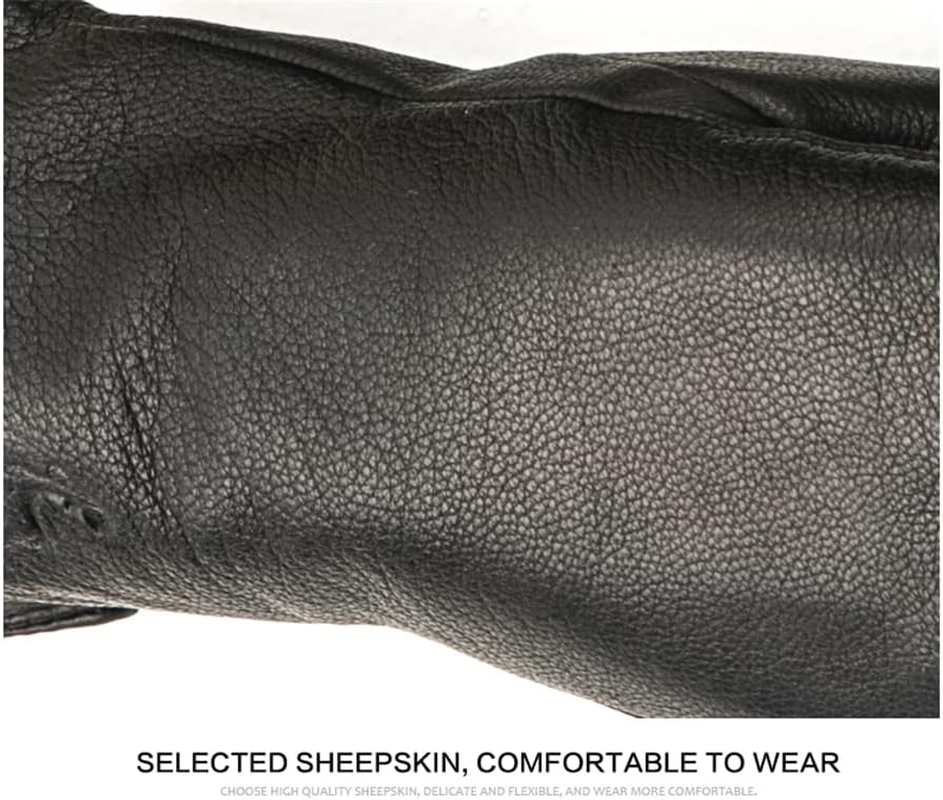 Women'S Black Leather Gloves High-Grade Leather Gloves Women'S Winter Warm Leather Gloves Women image number 4