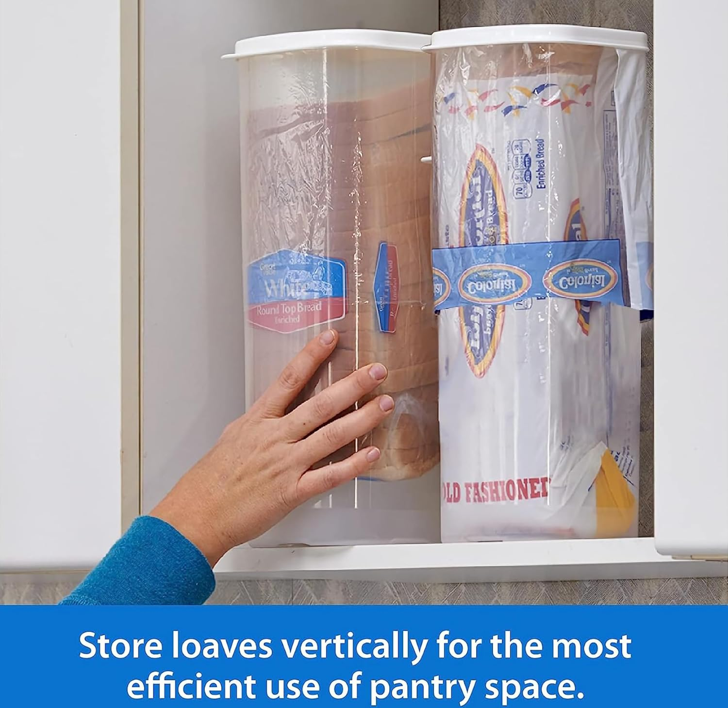 NDBOX Bread Container | Plastic Bread Box | Loaf Bread Storage | Sandwich Dispenser | Sliced Bread Saver Keeper (White Lid 2Pcs) image number 1