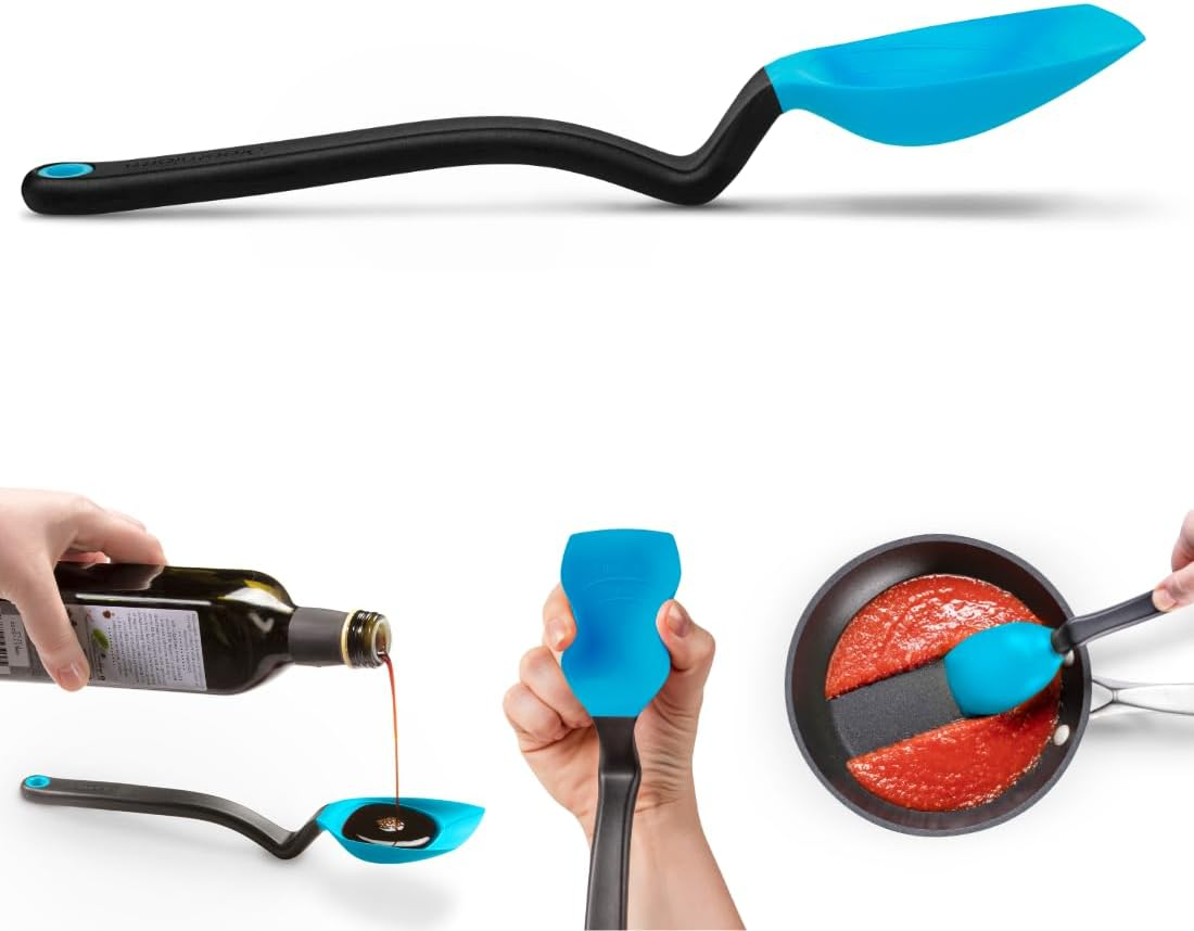 Dreamfarm Supoon Non-Stick Sit-Up Silicone Scraping, Serving, Cooking Spoon Measures 5Ml Tsp & 15Ml Tbsp - 11" Dreamfarm Blue - Dreamfarm Blue image number 3