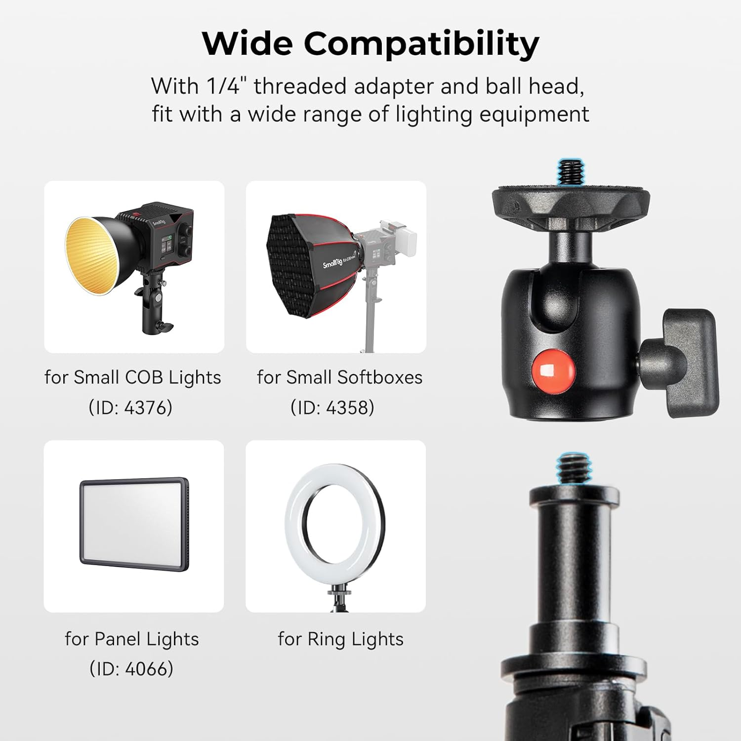 SMALLRIG 78.7"/ 200Cm Light Stand Photography Tripod, Max Load 4Kg, Compact Lightstand for Reflector, Ring/Cob Light, Small Softbox, Umbrellas, Folded Size 22"/ 56Cm RA-S200-4379 image number 6