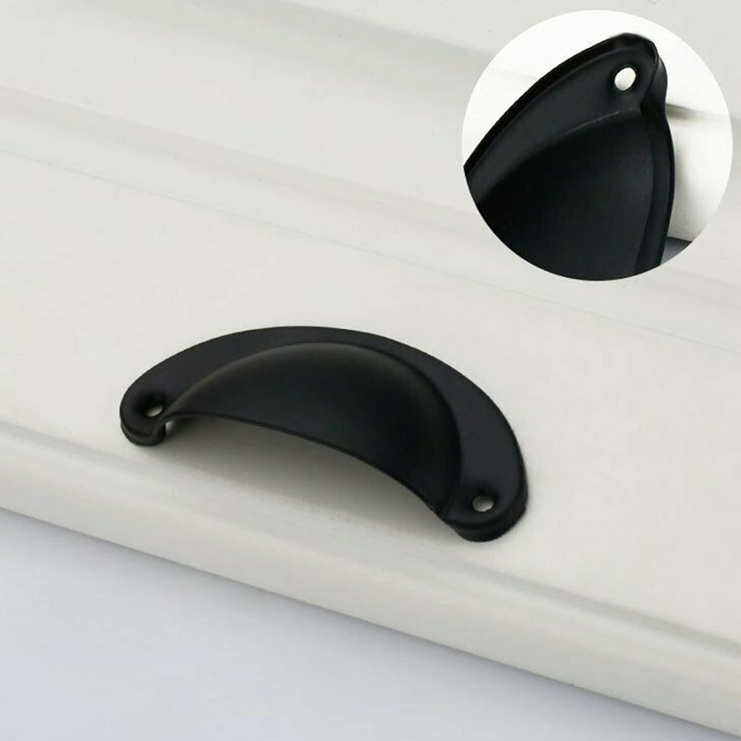 ACBBMNS 30Pcs Shell Cup Handles Half Moon Vintage Cupboard Door Knobs Kitchen Cabinet Drawer Cupped Pulls Antique Shell Pulls with Screws (Yellow Bronze) - Brass Look image number 2