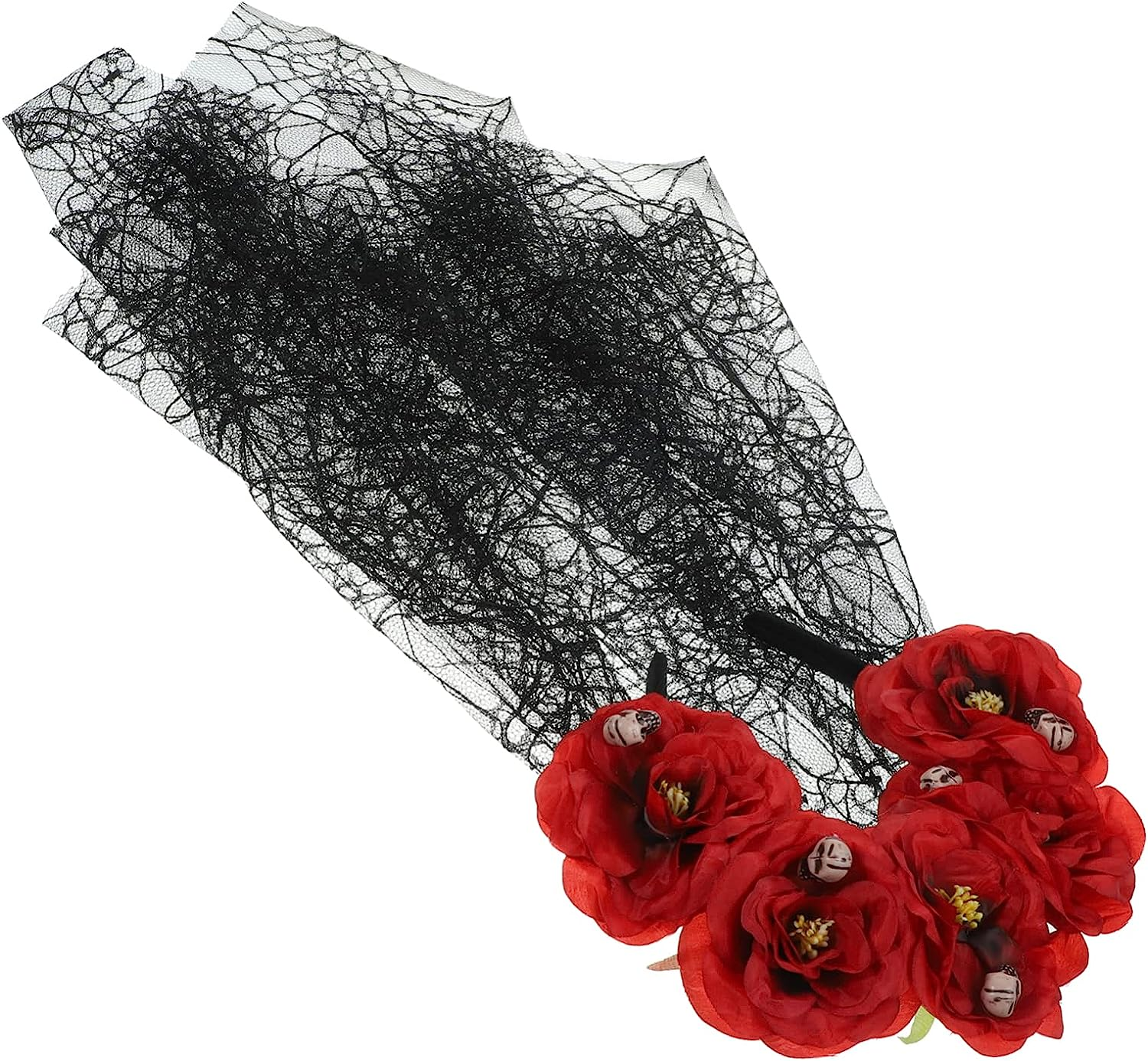 FRCOLOR 5Pcs Halloween Veil Headband Floral Crown Gothic Women Accessories for Masquerade Day Dead Festival Occasion - Blackx2Pcs image number 7