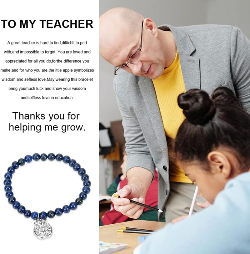 Teacher Gifts Bracelet for Men Women Thank You Gifts for Teachers Beaded Bracelets for Men Christmas Birthday Gifts for Teacher Appreciation Retirement Gift Bracelet