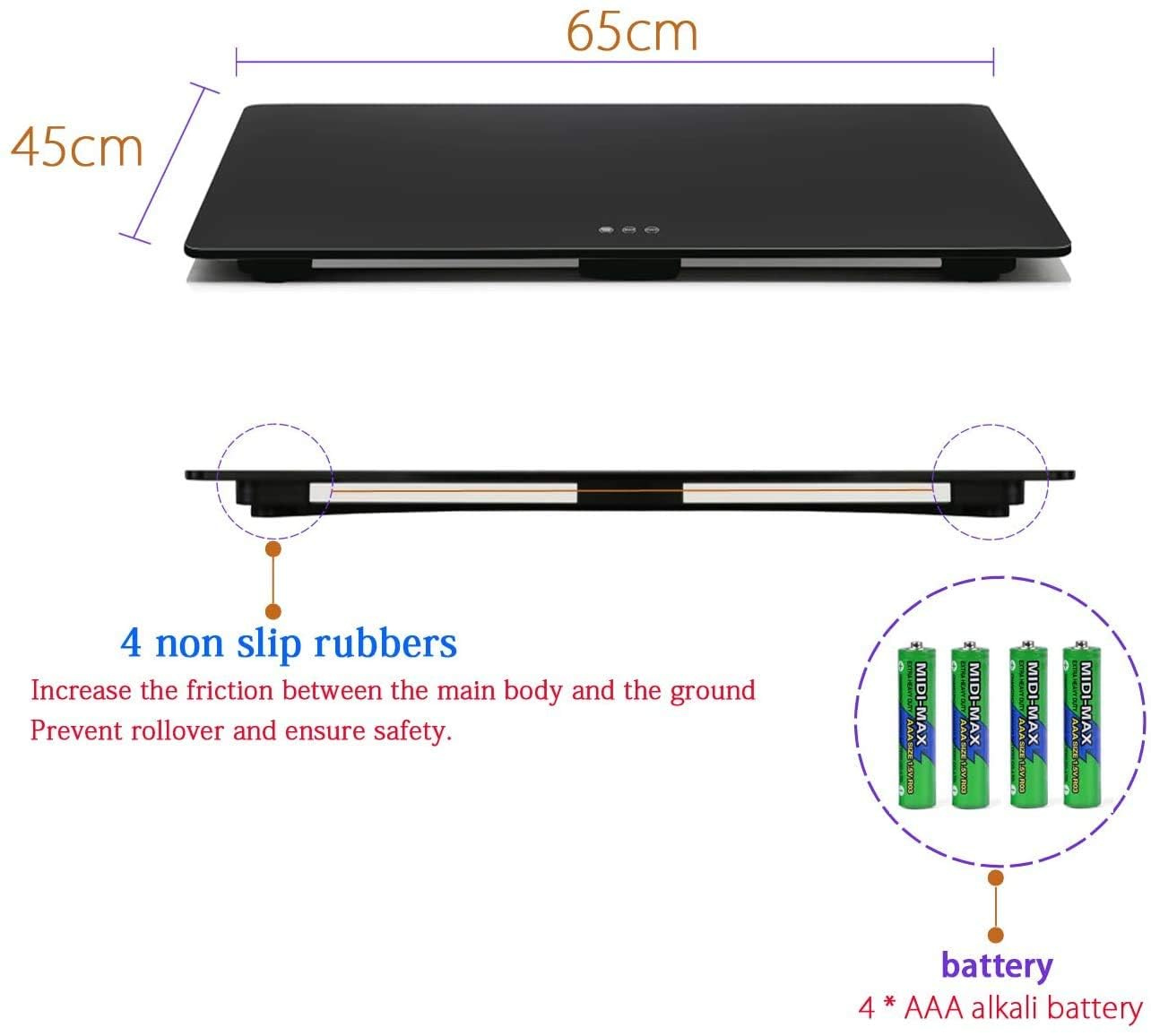 Digital Pet Scale to Measure Dog and Cat with 3 Weighing Modes, Kg, Oz, Lb, 220 Pound, Lbs, Capacity with Precision of 10G, Black 25.6 17.7Inch image number 5
