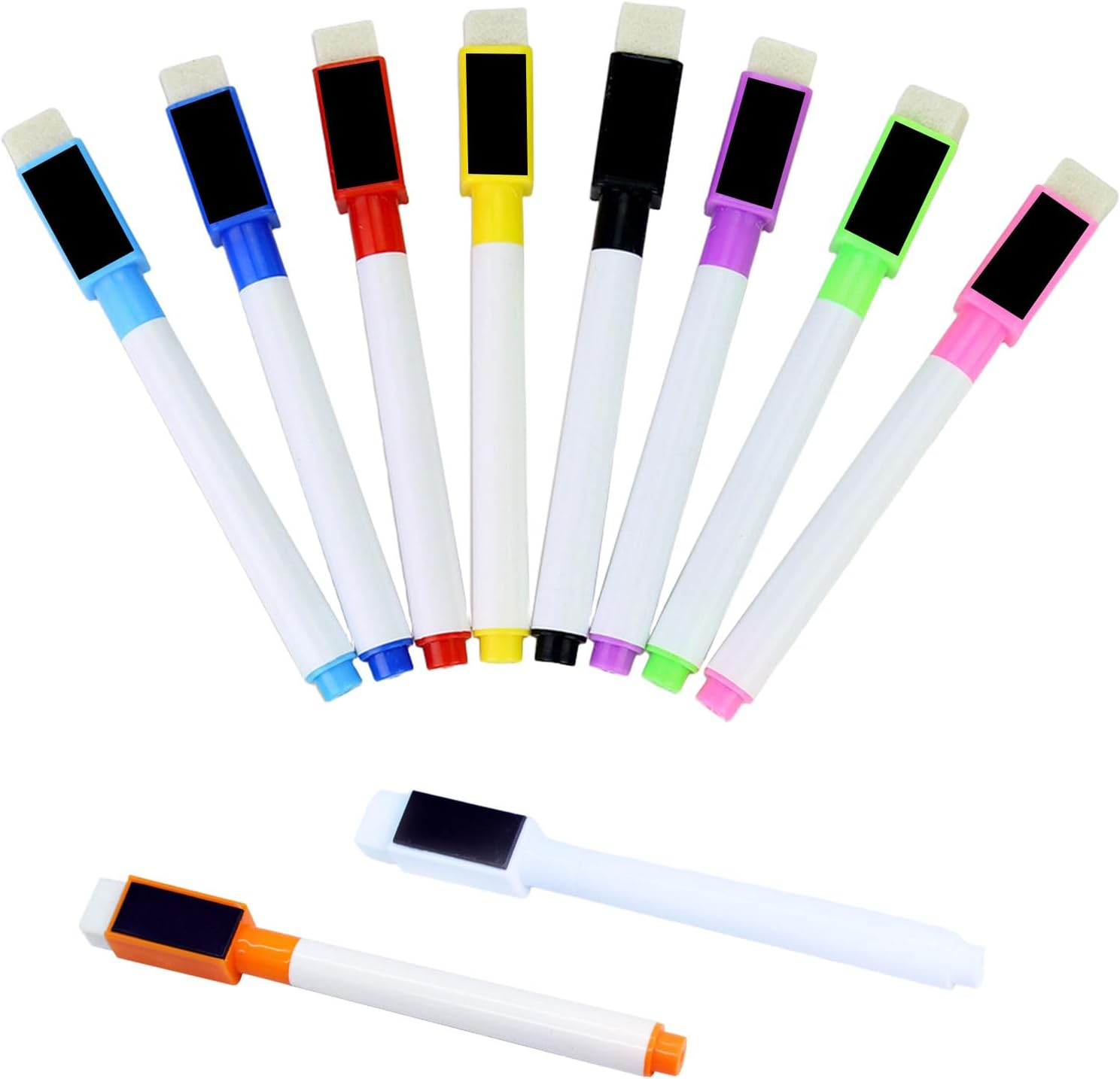 10 Pieces of Whiteboard Markers, Colorful Fine Bullet Washable Markers, Magnetic Dry Erase Markerswith Eraser, Office, Classroom, Teacher and Household Items image number 6