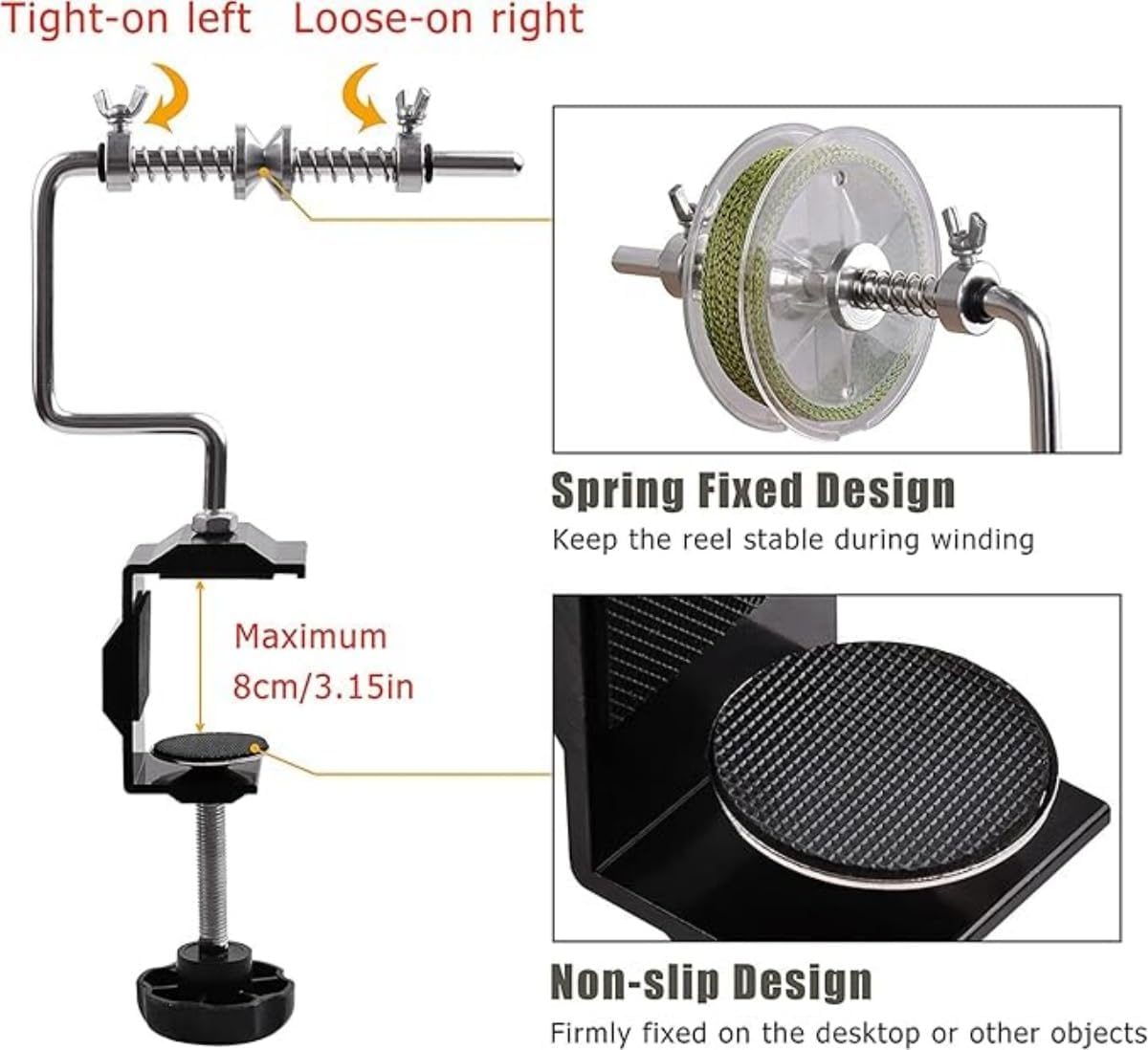 YAOYAOLING Spinning Lines Winder, Fishing Line Spooler, Portable Fishing Line Reel for Longlining, Silvery image number 5