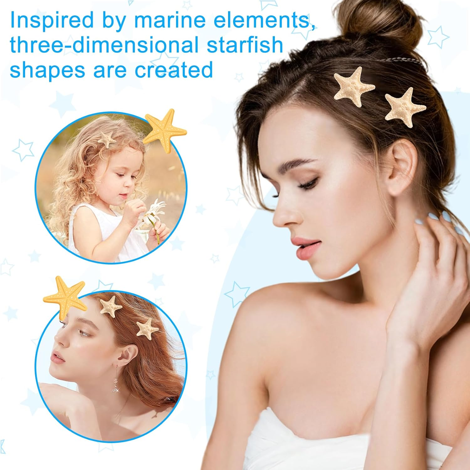 Diyxisk Starfish Hair Clips Girls, 15 Pieces Cute Hair Accessories for Women, Resin Hair Clips, Crocodile Clips for Girls, for Children'S Birthdays, School Performances, Family Reunions image number 2