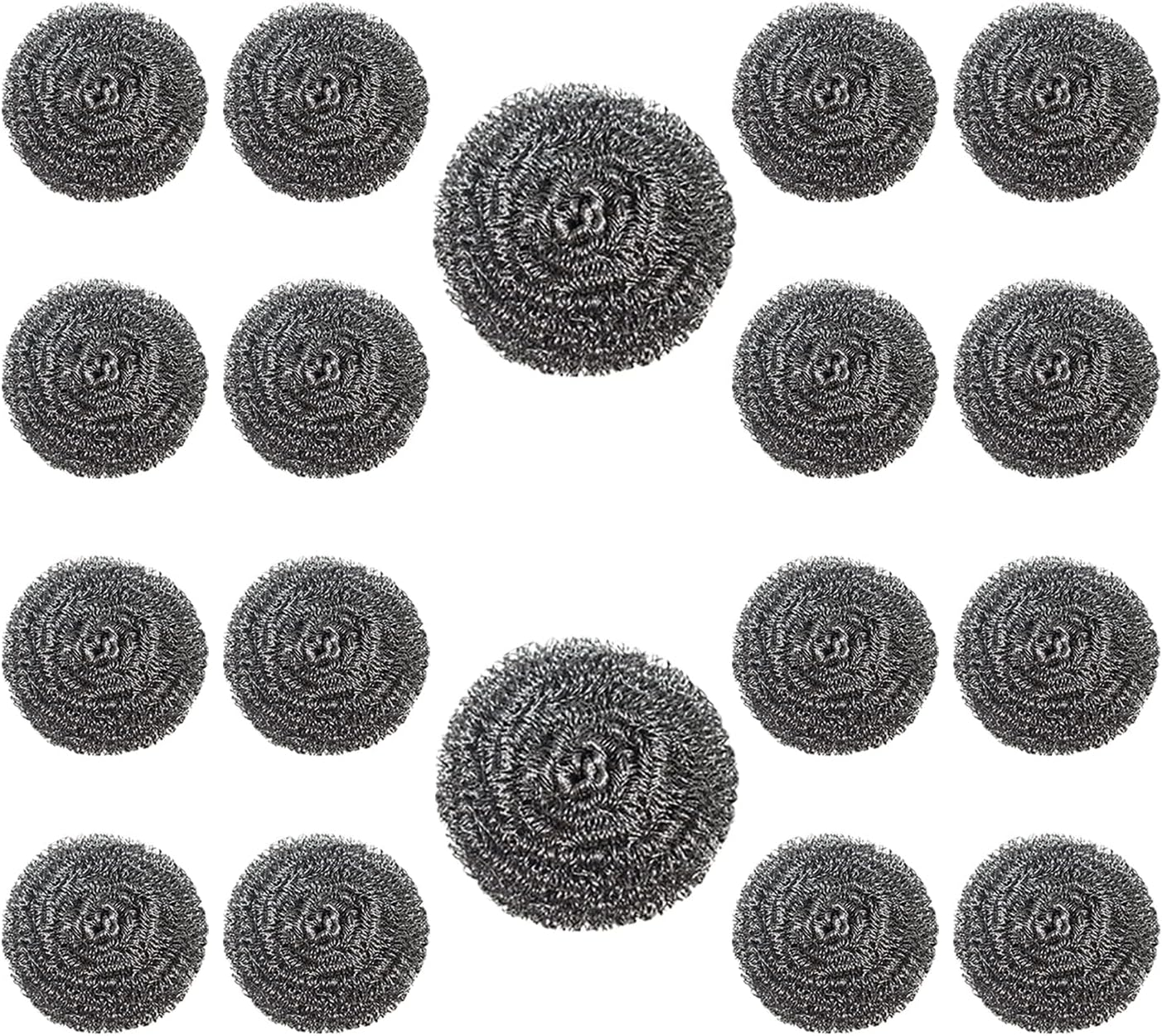 Cook Easy 6PCS Stainless Steel Scrubbers, Steel Wool Scourers Scouring Pads Metal Sponges, Easy Scouring Grease Dirt Oil Rust for Dishes,Pans,Pots,Ovens,Grills,Sinks (1Pack-6Pcs, 6CM Diameter)