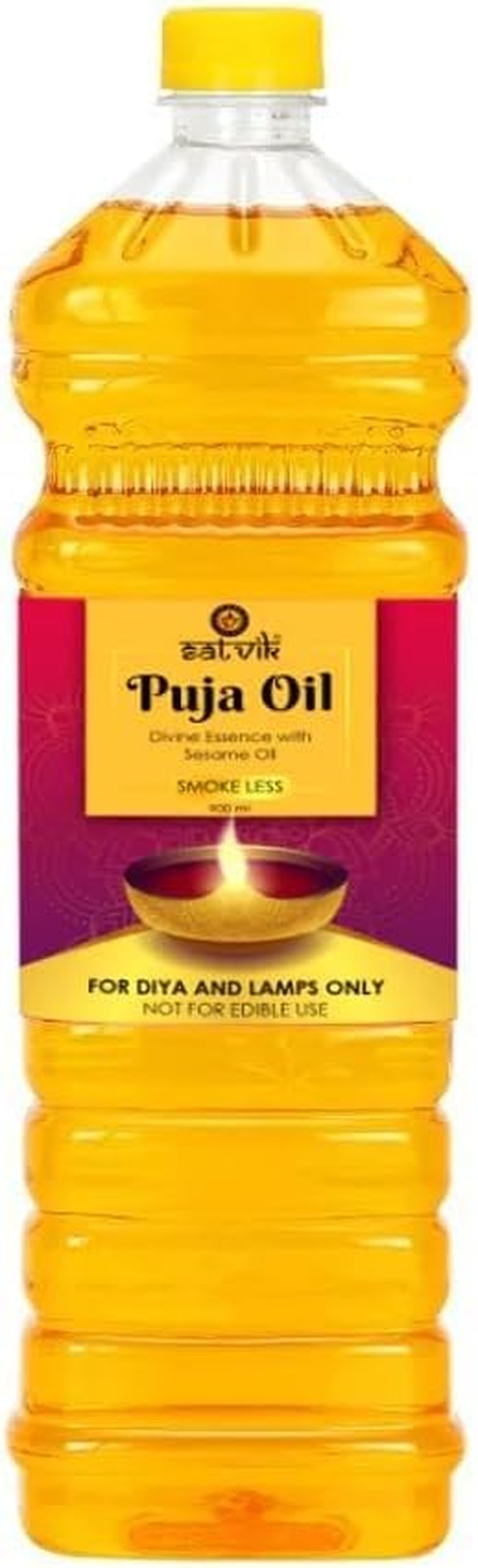 SATVIK 450ML Pure Puja Oil for Sacred Rituals with Pure Sesame Goodness | Ideal for Daily Aarti & Mandir Use