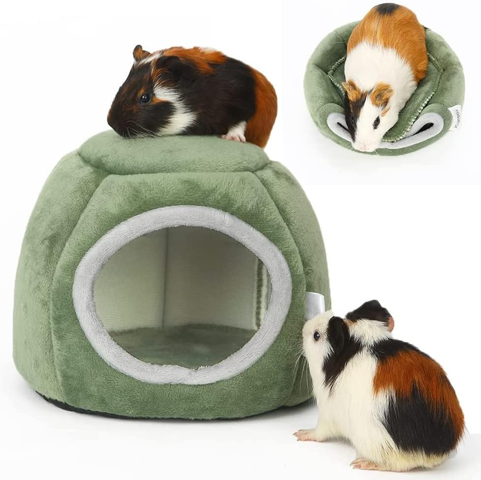 MJ - Hamster Bed Washable Guinea Pig Cage Accessories Small Animal Bed Hideout for Guinea Pig, Hedgehog, Hamster, Sugar Glider (Green) image number 4
