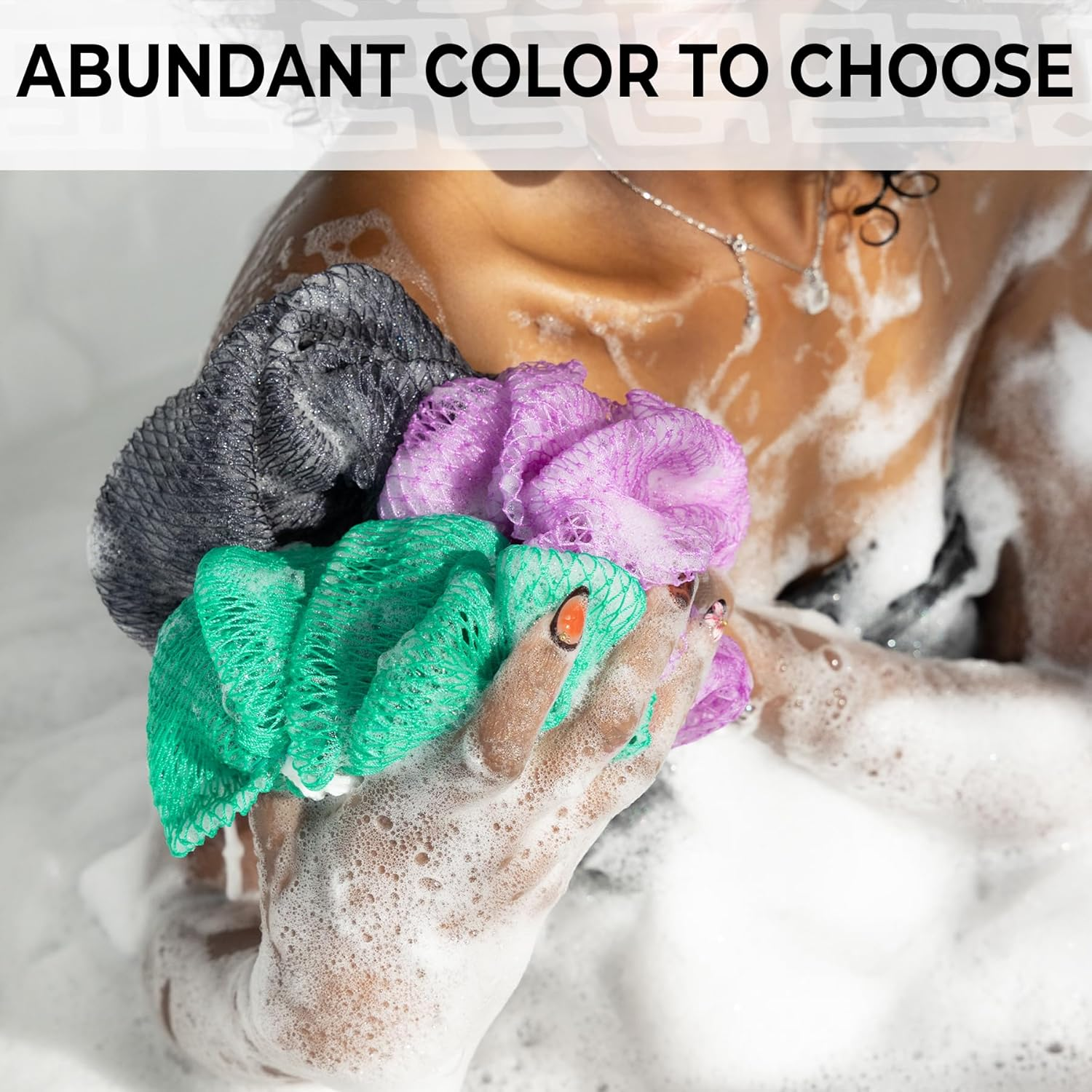 African Net Sponge Authentic - Real African Exfoliating Body Scrubber Sponge with Knots - Shower Washcloths for Exfoliator - Body Care Bathing Accessories