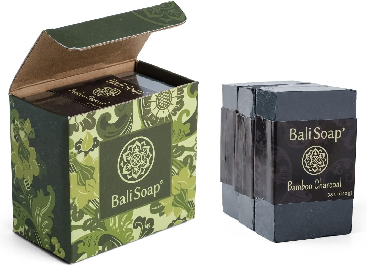 Bali Soap - Bamboo Charcoal Natural Soap Bar, Face or Body Soap Best for All Skin Types, for Women, Men & Teens, Pack of 3, 3.5 Oz Each image number 2