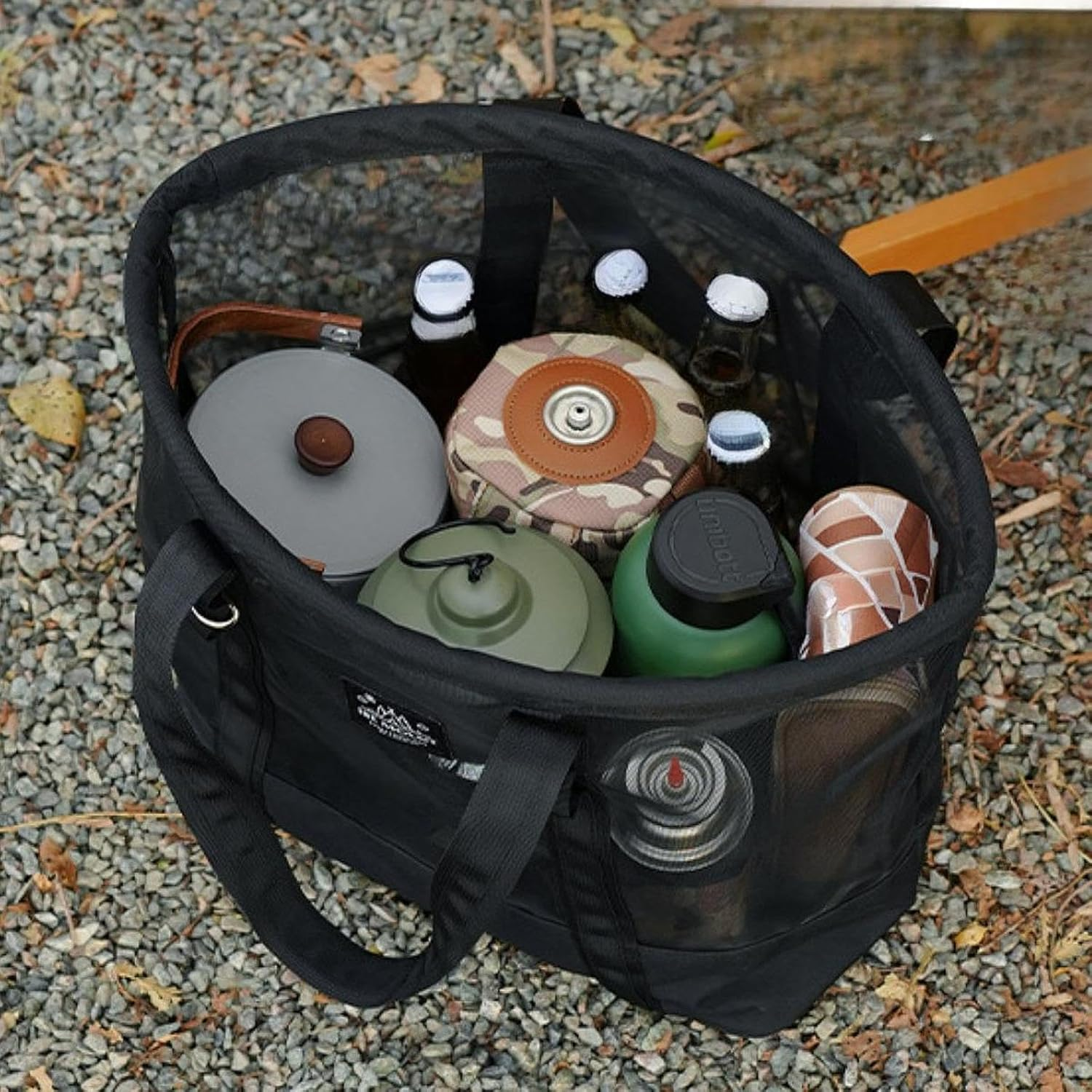 Yuksok Mesh Beach Bag Camping Tote Bag Cookware Bag Accessories Carry Storage Bag Toiletry Bag for Travel Hiking Outdoor Fishing BBQ image number 4