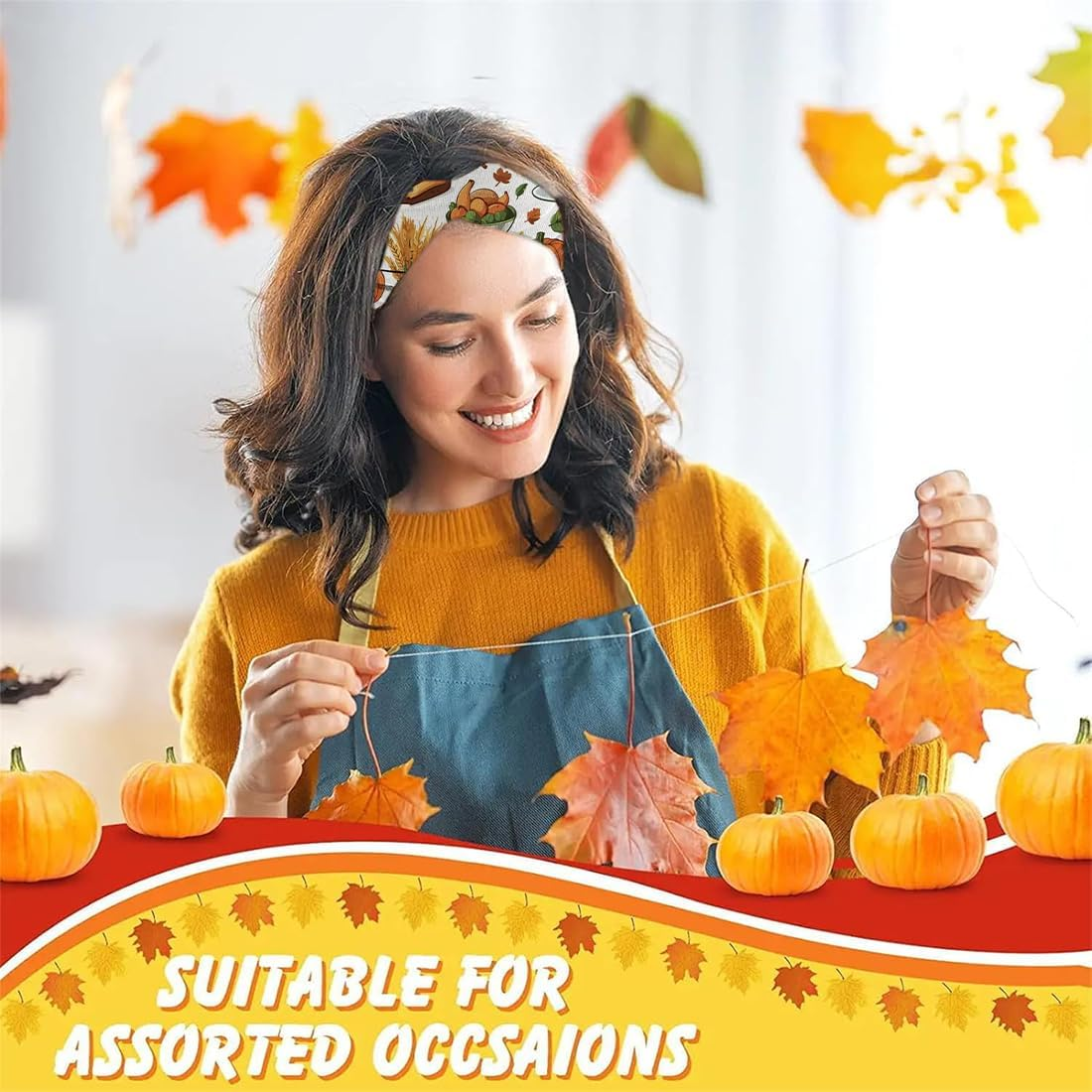 ZORVYN Pack of 4 Women'S Wide Boho Headscarf Headband for Women Hair Bands Made of Cotton Elastic Headband for Sports and Everyday Use image number 2