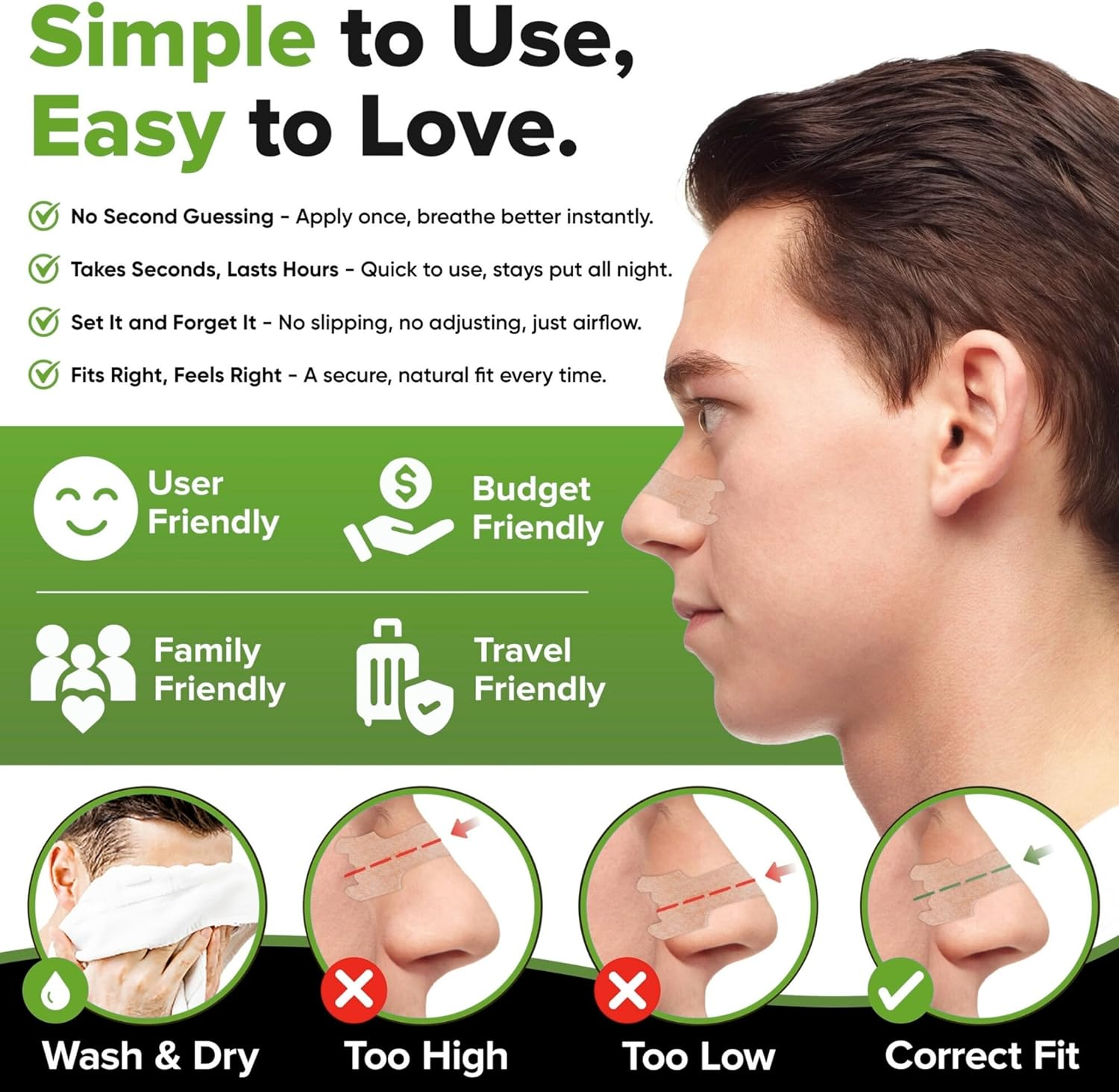 Night Strips &ndash; Eucalyptus (30 Pack) Scented Night Nasal Strips: Gentle Relief for Snoring, Congestion & Mouth Breathing &ndash; Comfort for Sleep, Allergies & Deviated Septum image number 1