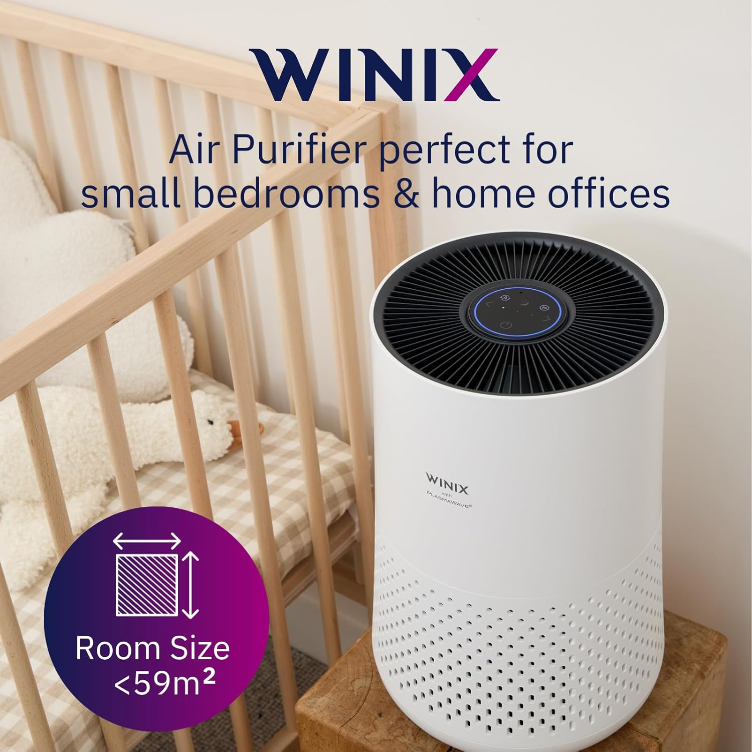 Winix Compact 4-Stage Hospital Grade True HEPA Air Purifier AUS-0850AAPU, Suitable for Areas up to 59M2, Activated Carbon Filter, White image number 3