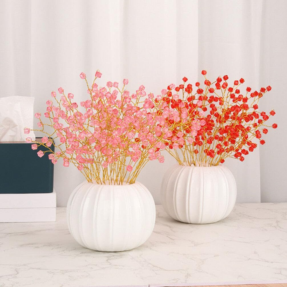 DECHOUS Succulent Planter Pots White Ceramic Pumpkin Vase Bubble Vase for Flower Arrangement Hydroponic Planter for Dried Flower image number 4