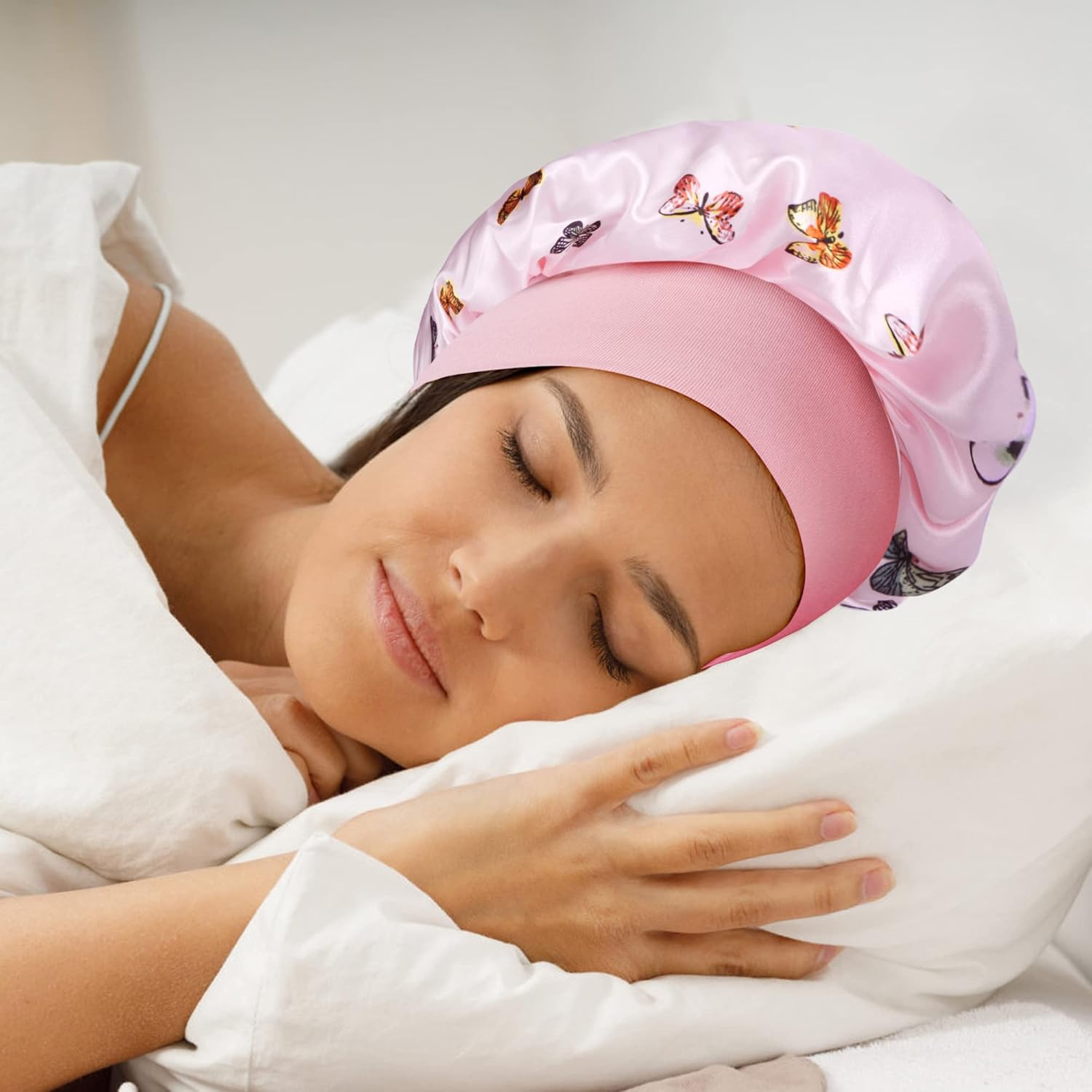 Hair Bonnet for Women &ndash; Soft Breathable Hair Cap Shower Caps for Braids Natural Hair image number 3