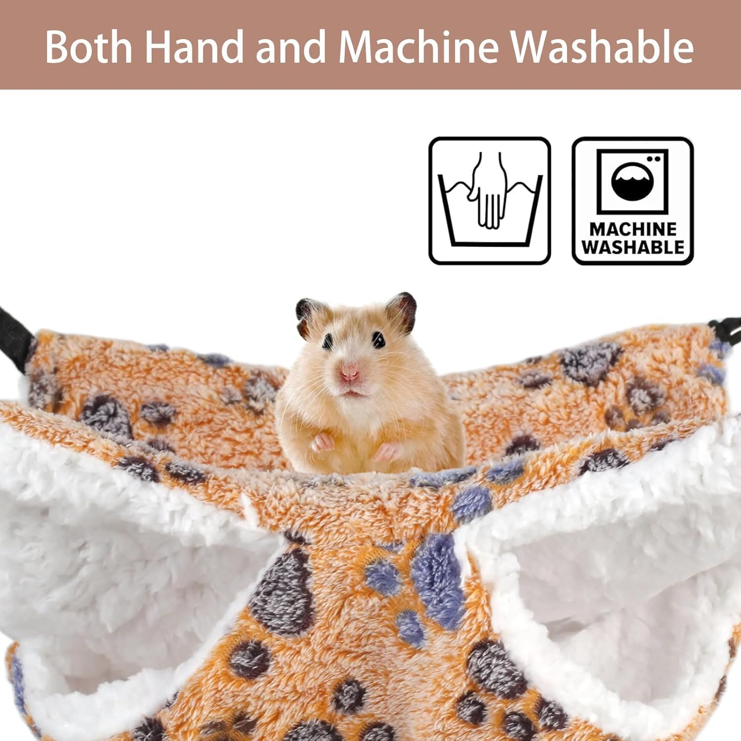 Double-Layer Pet Cage Hammock for Small Animals, 2 Pack Double-Layer Pet Cage Hammock, 2-Layer Soft and Fluffy Guinea Pig Hanging Bed,Soft Fluffy Hanging Bed for Guinea Pigs, Rats, Hamsters image number 3