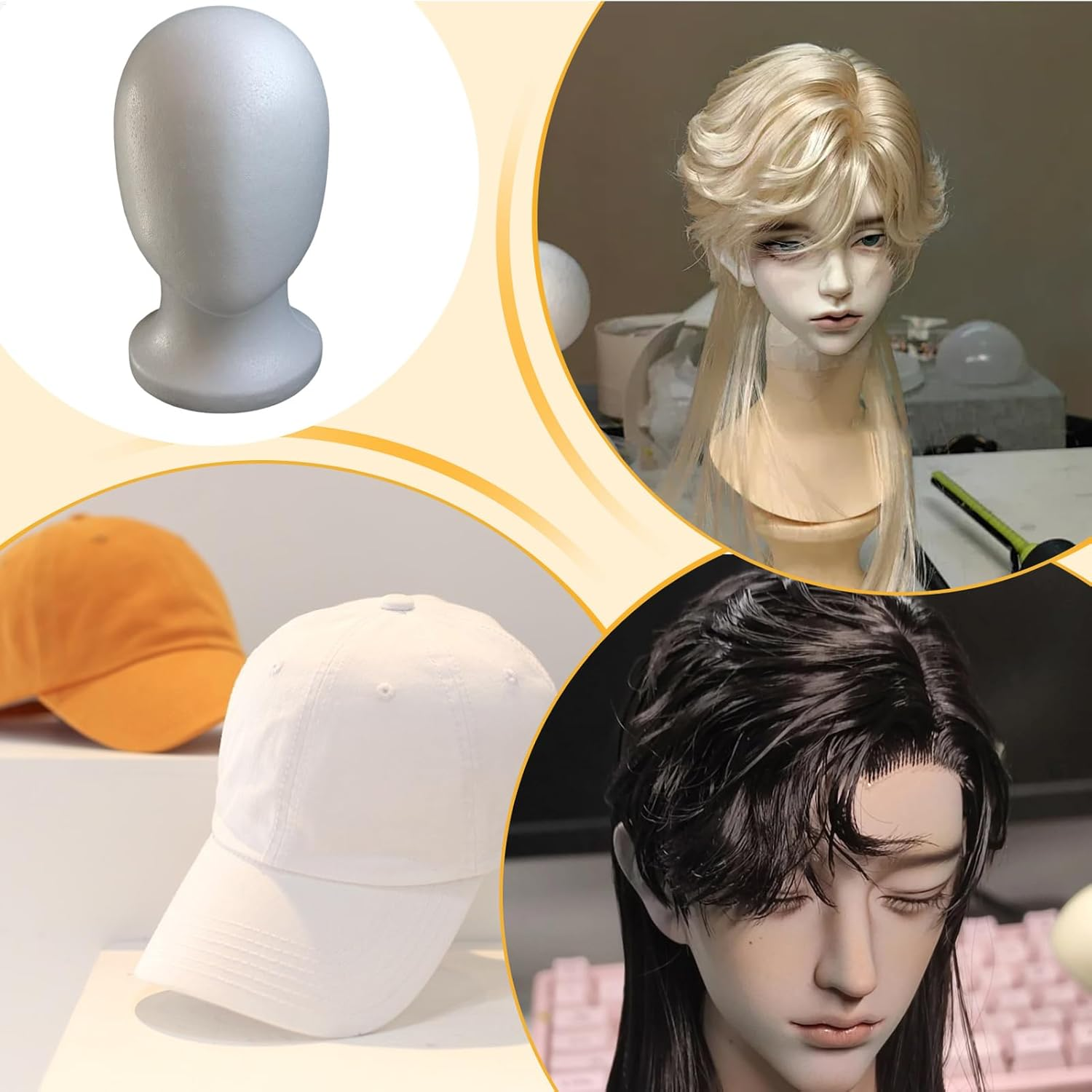 Wig Heads - Cosmetic Base, Best Hollow Cap Shape | Uniic Hat Wearing Display Tool, Hair Practice Styler with Durable Support for Config Purposes image number 6