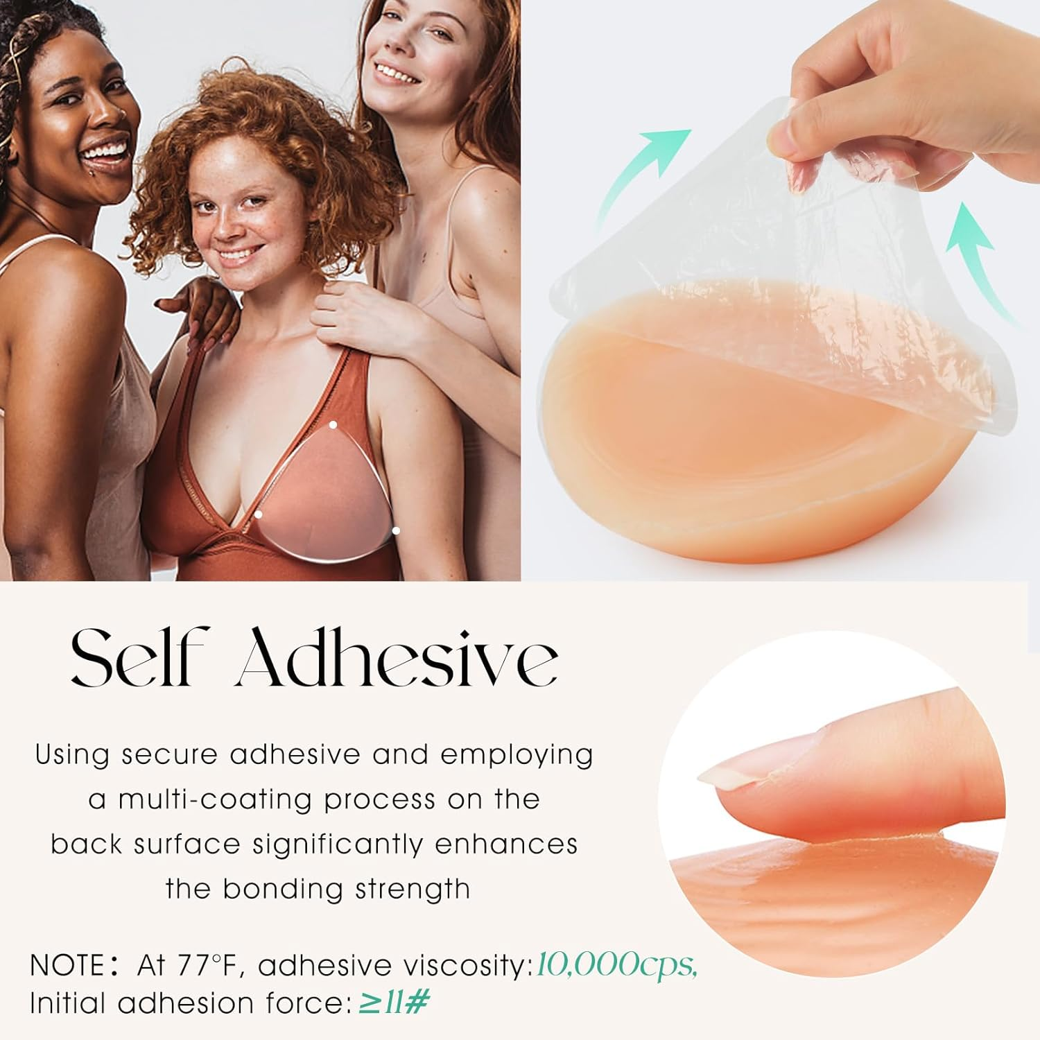 Vollence Self Adhesive Triangle Silicone Breast Forms Fake Boobs Mastectomy Prosthesis Crossdresser Transgender image number 2