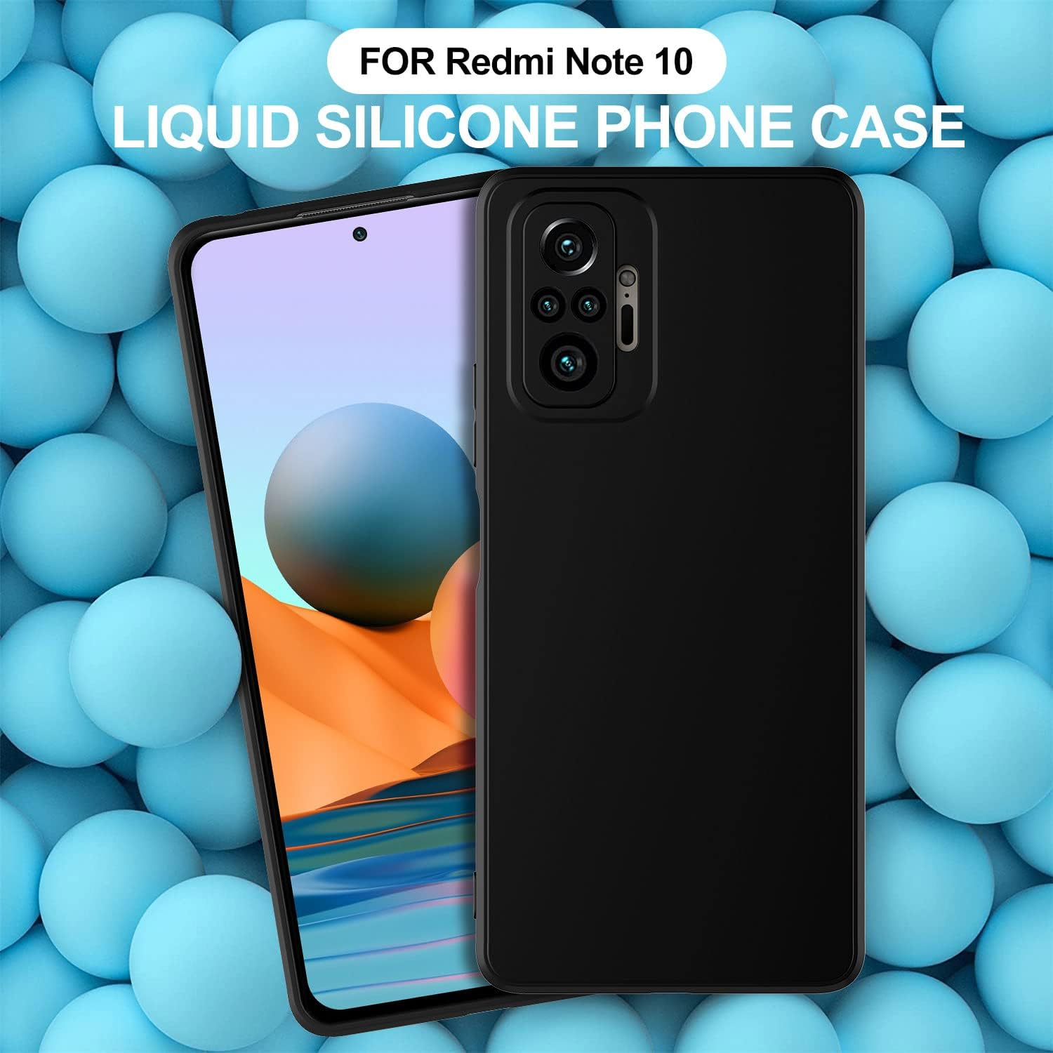 Oureidoo Case Compatible with Xiaomi Redmi Note 10 Pro, with 3 Pieces Tempered Glass Screen Protector, Mobile Phone Case for Xiaomi Redmi Note 10 Pro Silicone Rubberised Mobile Phone Case in Black image number 1