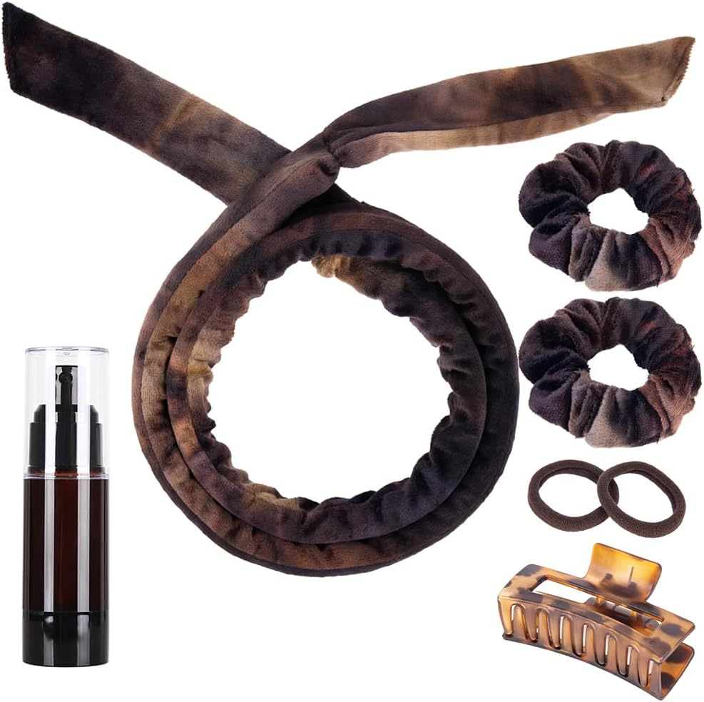 9 PCS Heatless Curlers Headband Set, Velour Heatless Curls, Soft and Comfortable Heatless Hair Curlers, Hair Curlers No Heat for Short & Long Hair (Purple, 9Pcs)