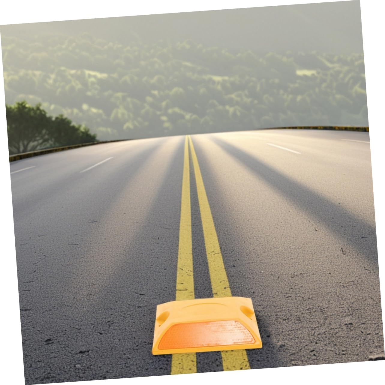 Abaodam 2Pcs Double-Sided Reflective Pavement Road Studs High Visibility Street Reflectors for Night Safety Traffic Markers Plastic Yellow Road Studs