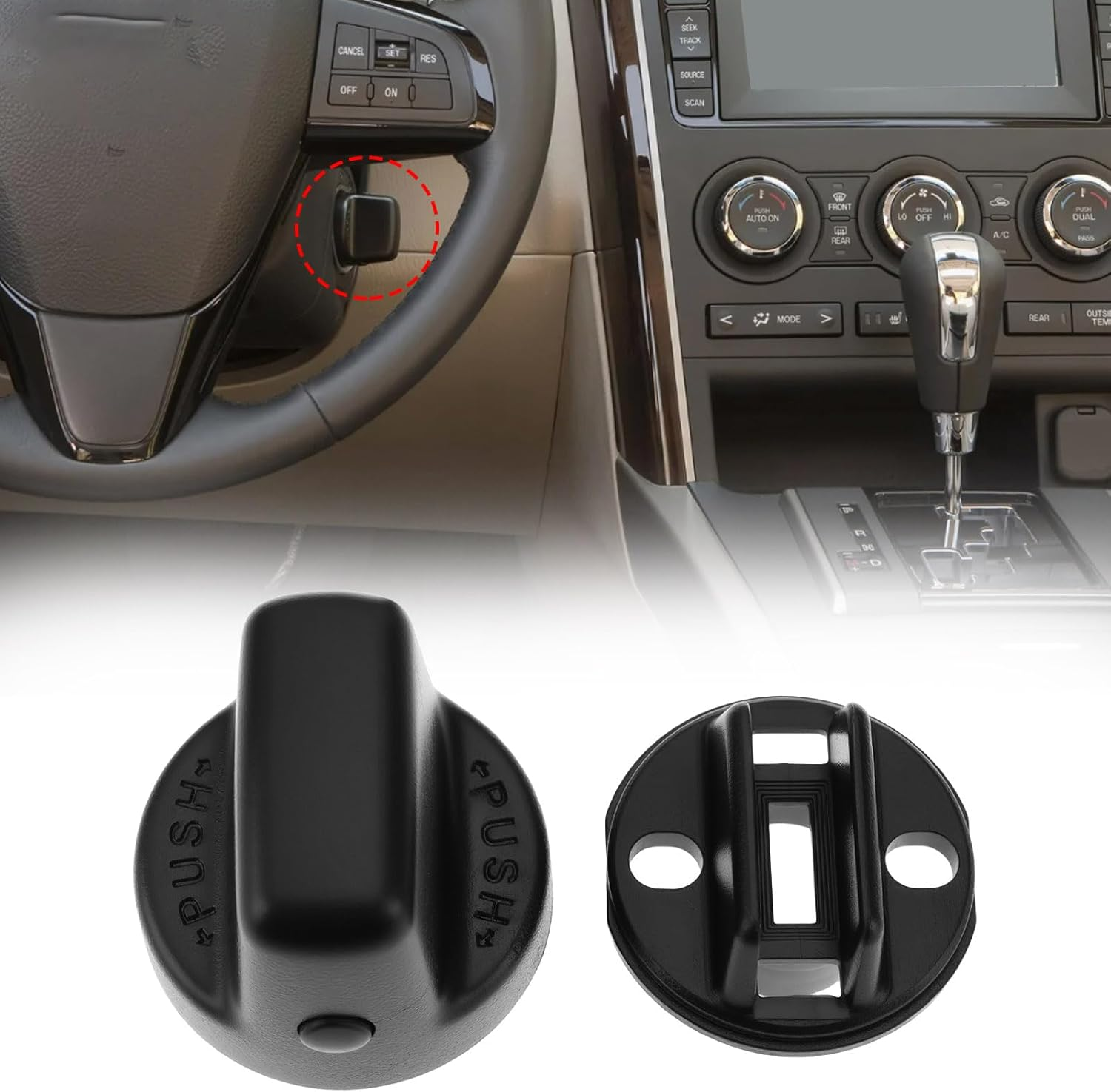 Ecsing 2 Sets Ignition Key Knob Push Turn Switch Base D461-66-141A-02 D6Y1-76-142 Compatible with Mazda CX-9 CX-7 image number 1