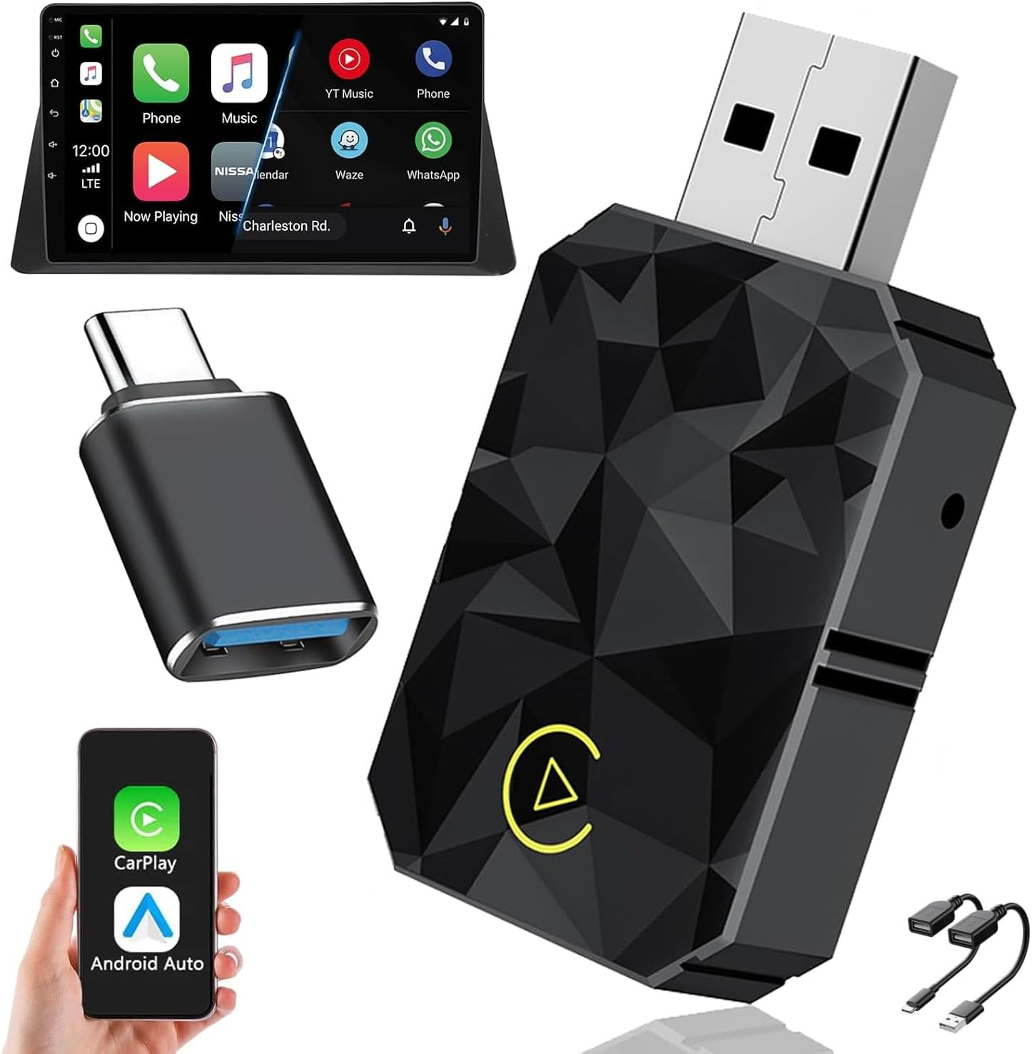 Bilmoon Wireless Adapter Converts Wired to Wireless for Carplay and Android 2 in 1 Small Size, Fast and Stable Connection, Plug & Play, USB to Usb-C/Type-C, Stable and Lag-Free Control image number 3