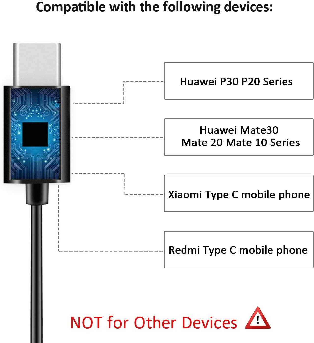 USB Type C Earbud Headphones Compatible with Xiaomi 10, 10 Pro, Mi 9, Mi 8, 8 Se, CC9 Pro, Mix 4, Mix 2, Mix2S, Redmi K40/K30/Pro, Note 8T/8/8 Pro/8A, Earphones with Mic and Volume Control image number 5