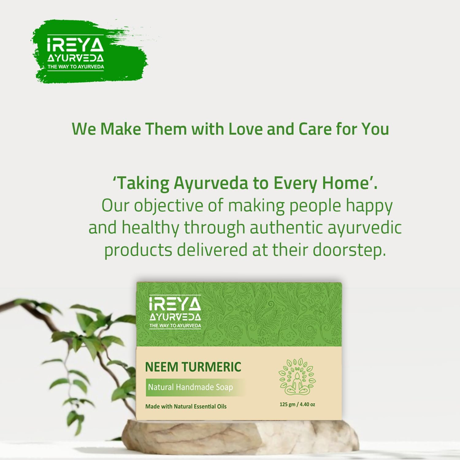 Ireya Ayurveda Neem Turmeric Soap - Ayurvedic Natural Cleansing Soap Free from Parabens, Sls and Gluten Free, Vegan, 125 G Pack of 1 image number 4