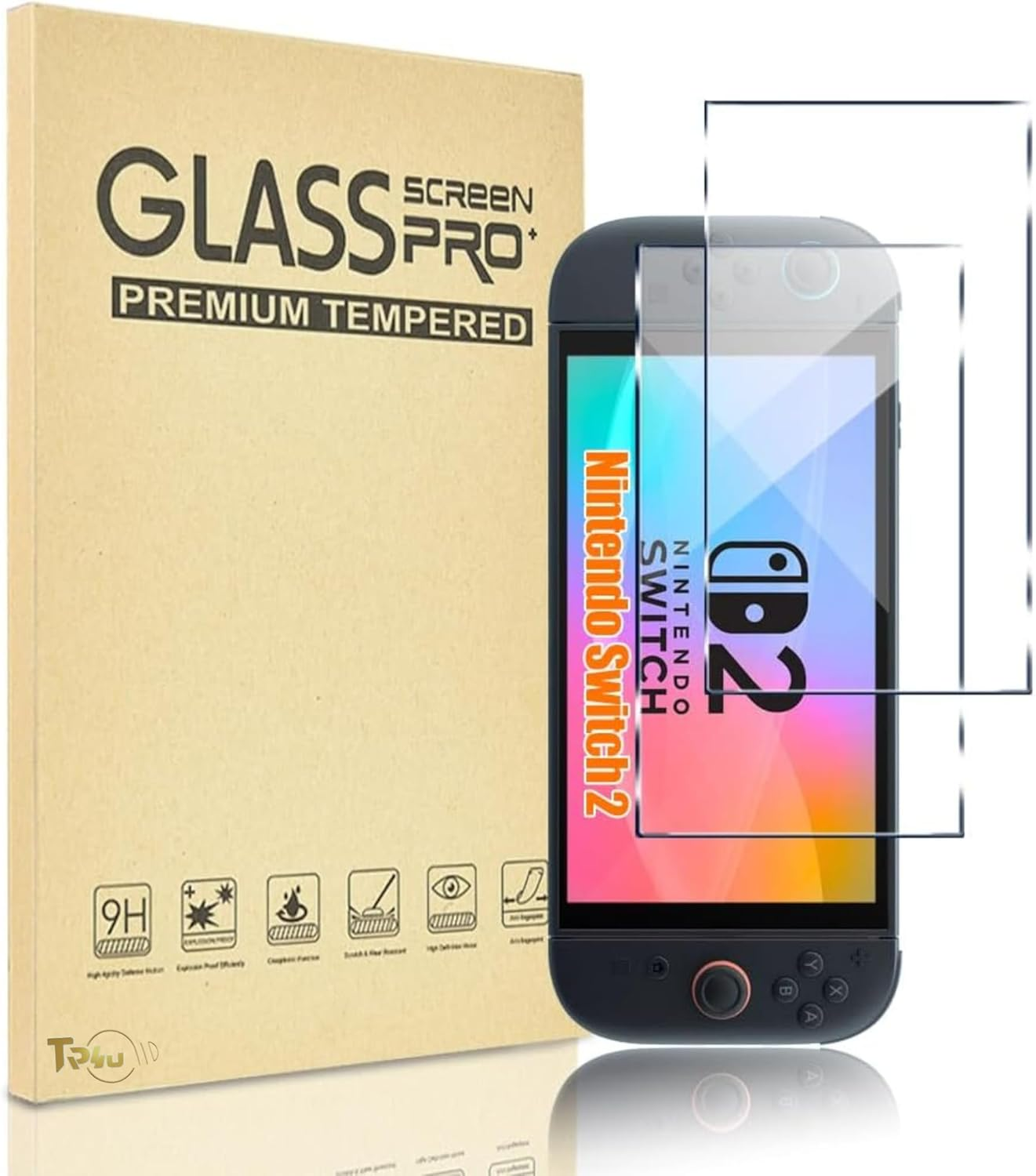 TR4U 2 in 1 Nintendo Switch 2 Screen Protector (2 PACK) - anti Fingerprint - Easy Installation - 9H Hardness Tempered Glass - Premium Shatterproof HD Clear - Screen Protector for Nintendo Switch 2 8"(2025) image number 4