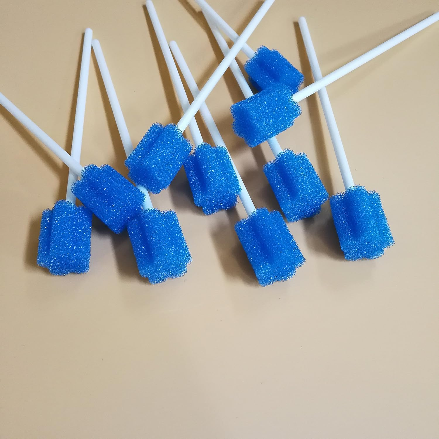 Disposable Oral Swabsticks Mouth Cleaning Sponge Swab, Blue Coarse Sponge Plum Blossom Shaped, 150 Counts image number 3