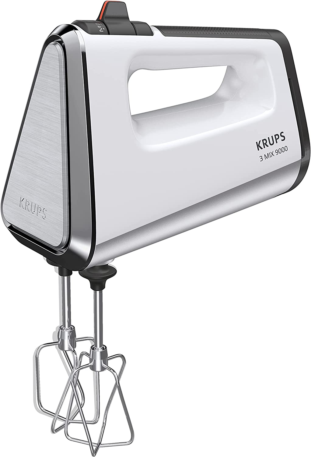 Krups GN9121 3 Mix 9000 Hand Mixer | 750 Watt | Speed Control | Turbo Mode | Ejection Function | Ergonomic Handle | Includes Whisk, Dough Hook, Pur&eacute;e Rod Attachment, Measuring Cup | White/Silver image number 4