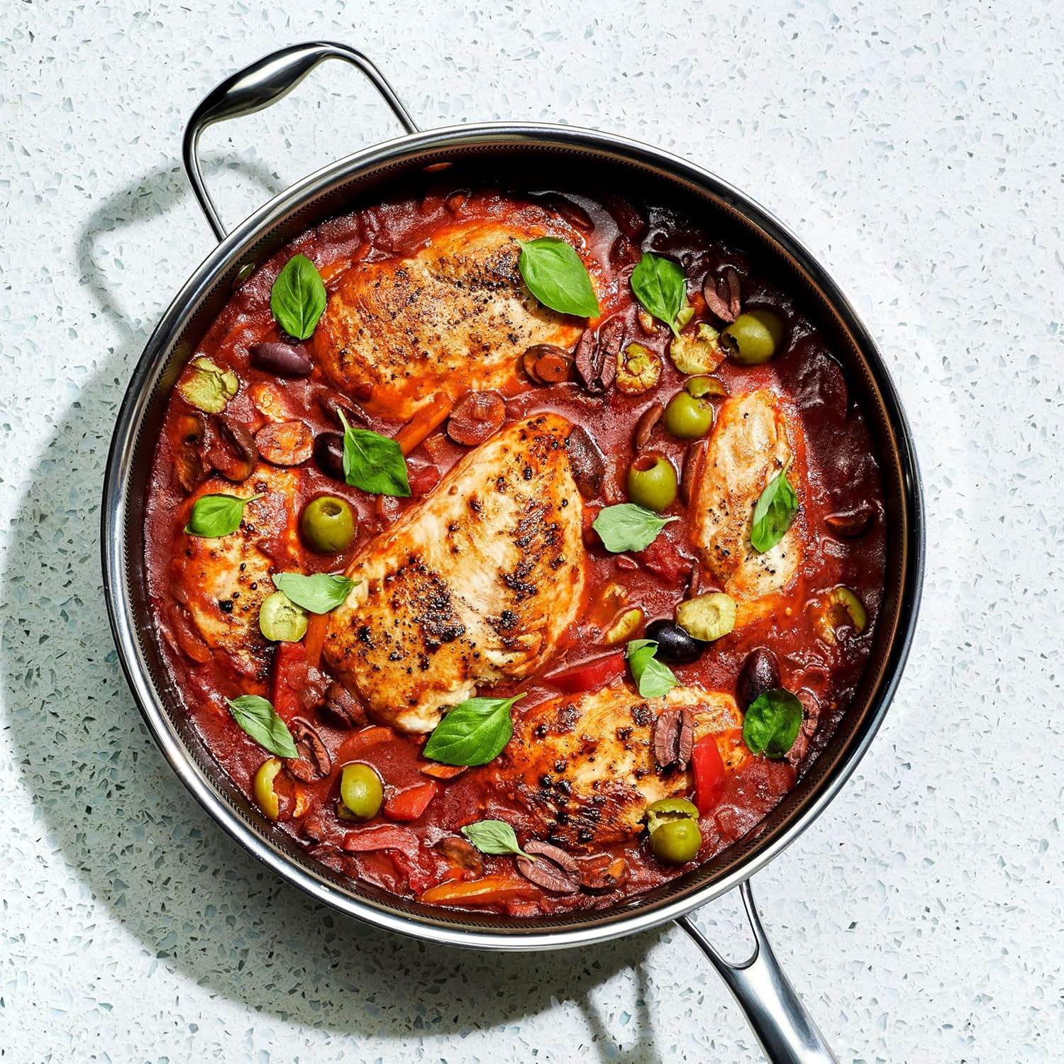 Hexclad Hybrid Nonstick 5.5-Litre Deep Saut&eacute; Pan with Tempered Glass Lid, Stay-Cool Handle, Dishwasher-Friendly, Oven-Safe up to 480&deg;C, Induction Ready, Compatible with All Cooktops image number 2