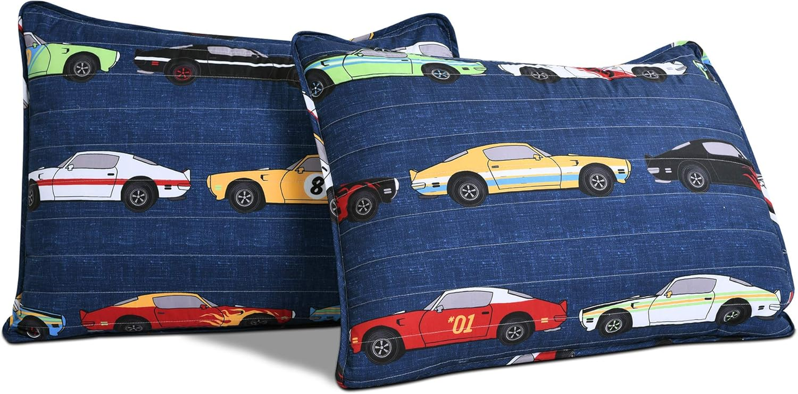 Lush Decor Lush D&eacute;cor Navy Race Car Kids' 2-Piece Quilt, Reversible Bedding Set for Boys (Twin) image number 5