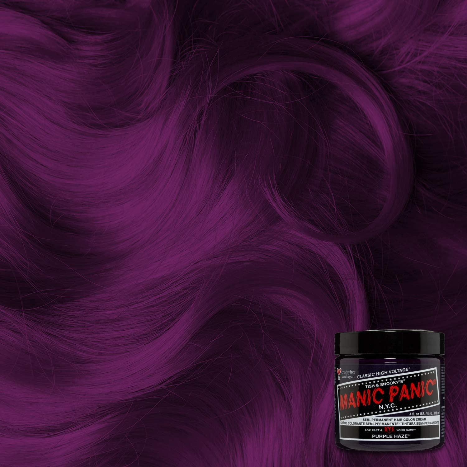 MANIC PANIC Classic Purple Haze Semi Permanent Hair Color - Warm Dark Purple Hair Dye for Women & Men That Lasts 4-6 Weeks - Vegan, Ammonia & Cruelty-Free - Create & Mix Custom Shades (4Oz) image number 3