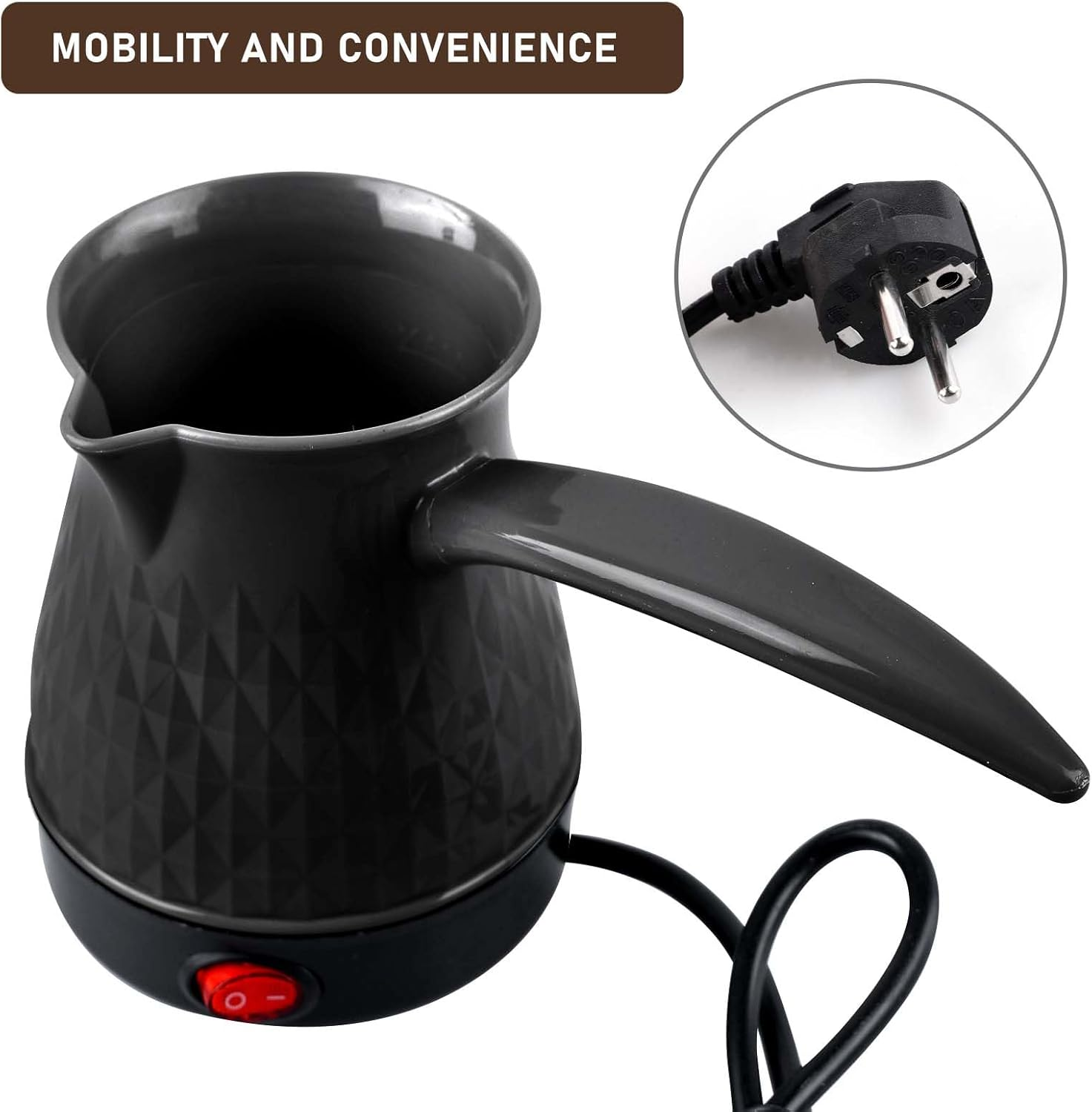 Electric Coffee Pot, 500 Ml, 600 W Electric Turkish Coffee Pot, Electric Coffee Pot, Washable Coffee Pot, Electric Turkish Coffee Pot for Home, Office, Mocha & Tea image number 5