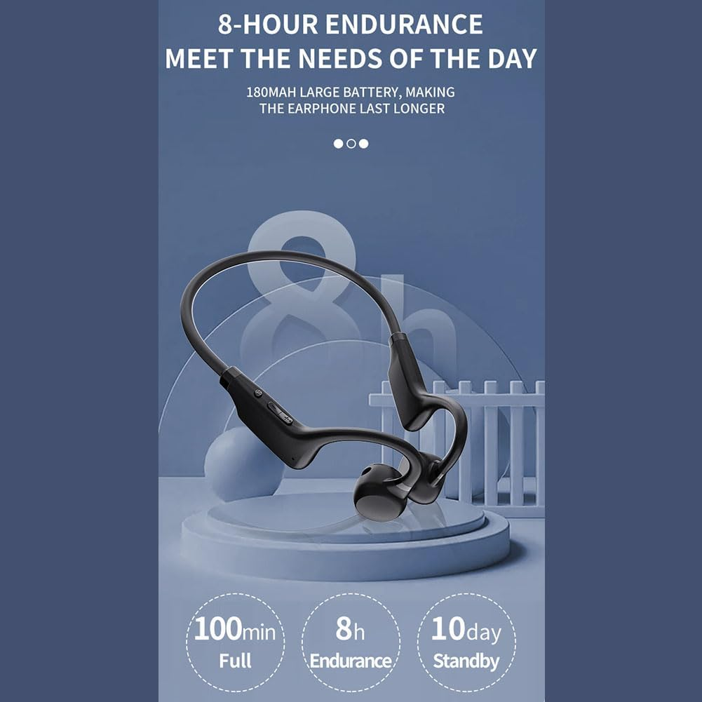 SPORTARC Wireless Headphones TWS Bone Conduction Headphones, Stable Connection and Wireless Bluetooth 5 2" Bone Conduction Sports Headset (Black) image number 5